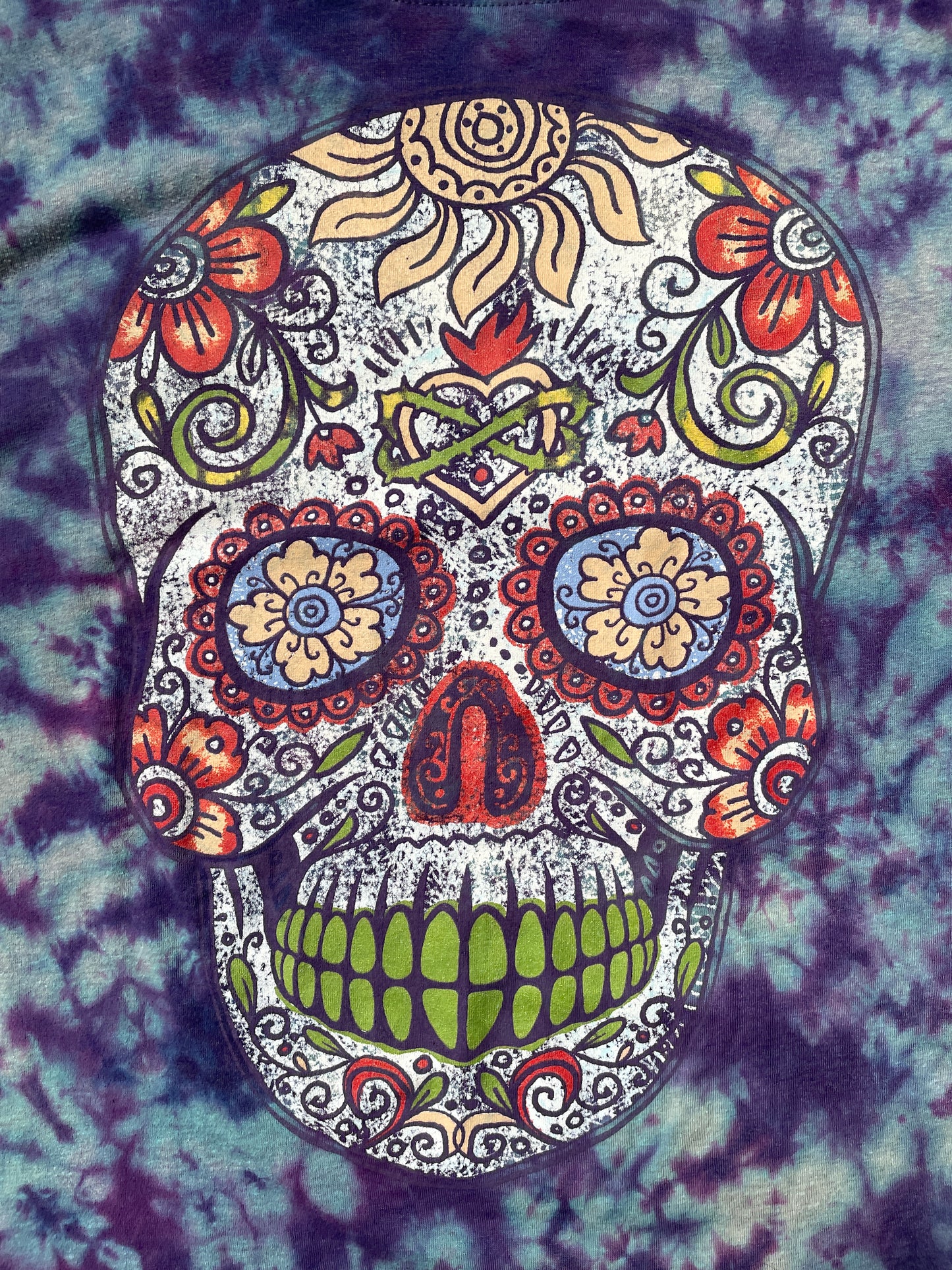 Women's Small Sugar Skull Tie Dye Short Sleeve T-Shirt