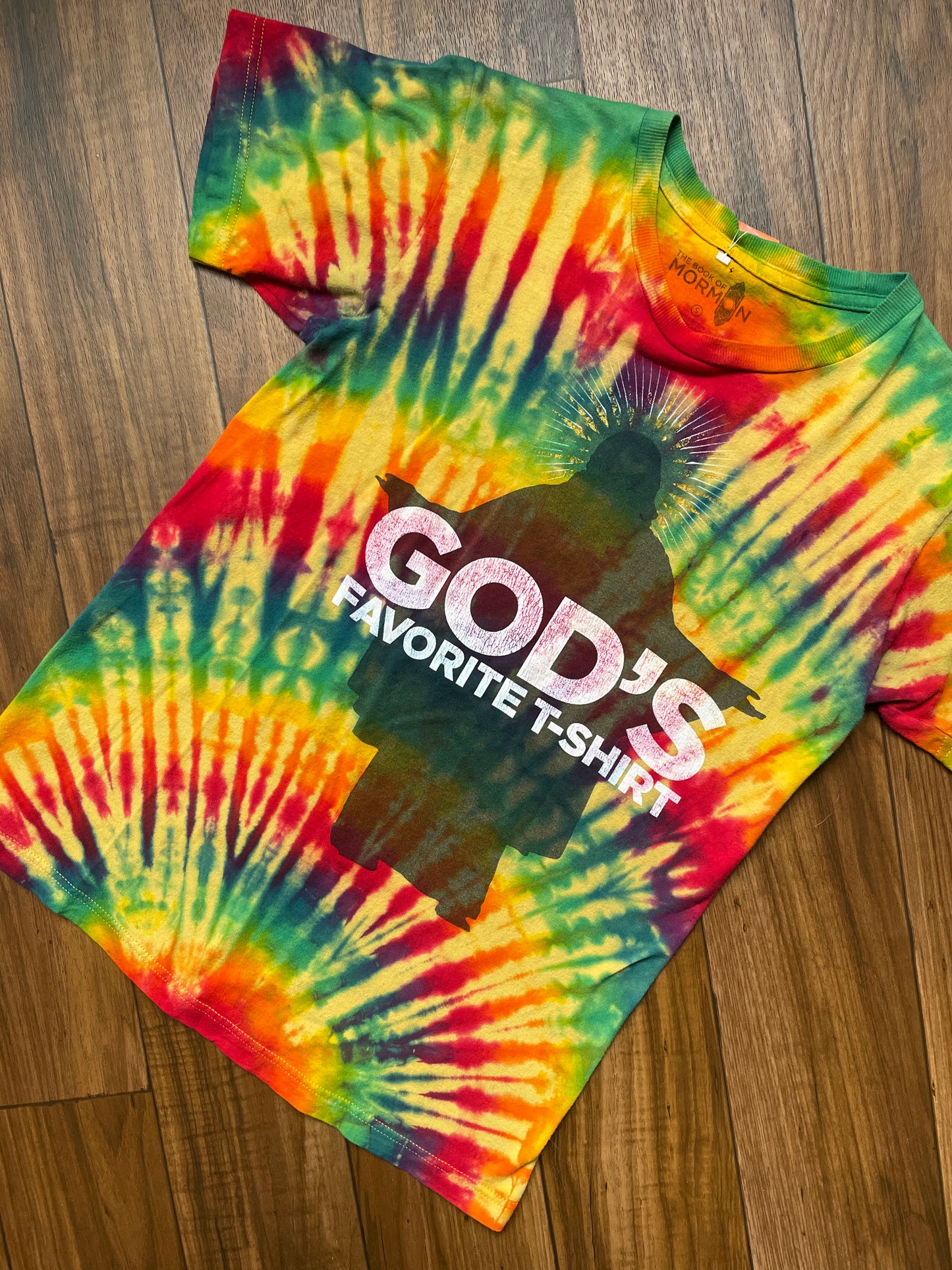 Men's Small God's Favorite Book of Mormon the Musical Tie Dye Short Sleeve T-Shirt