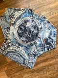 Gray and Blue Wolf Pack Geode Tie Dye T-Shirt | Men's 3XL, Long Sleeve