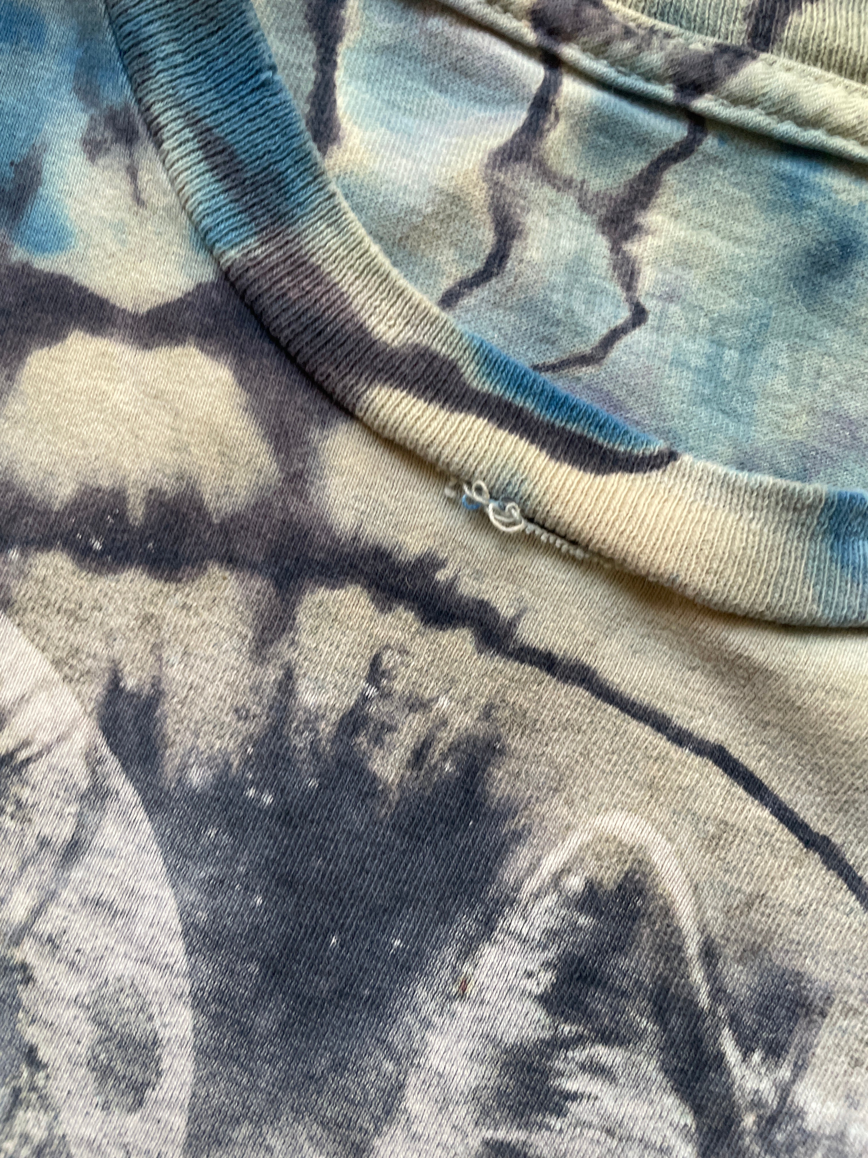 Gray and Blue Wolf Pack Geode Tie Dye T-Shirt | Men's 3XL, Long Sleeve