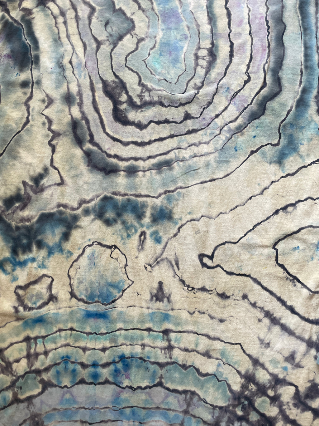 Gray and Blue Wolf Pack Geode Tie Dye T-Shirt | Men's 3XL, Long Sleeve