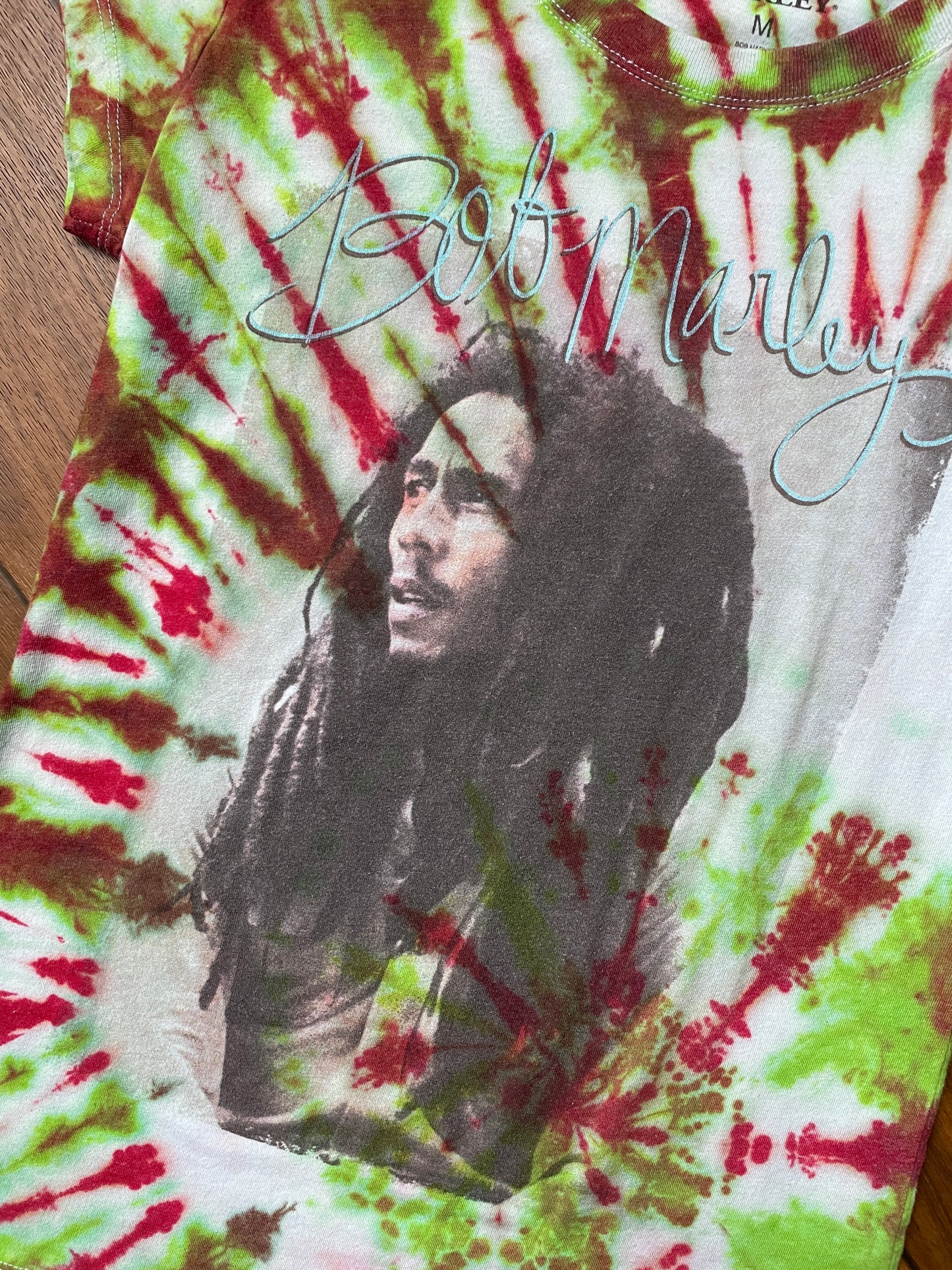 Junior's Medium Bob Marley Tie Dye Short Sleeve T-Shirt