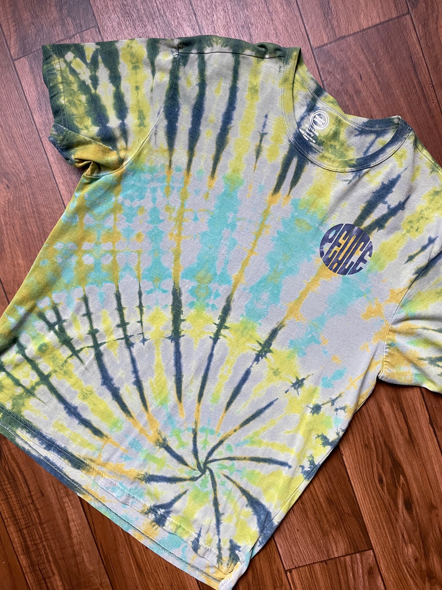 Youth XL Peace Double-sided Tie Dye Short Sleeve T-Shirt