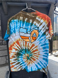 Medium Men's WUTAH Delicate Arch Handmade Tie Dye Short Sleeve T-Shirt | One-Of-a-Kind Upcycled Orange and Blue Spiral Tie Dye Top