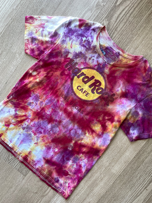 MEDIUM Men’s Hard Rock Las Vegas Galaxy Tie Dye Short Sleeve T-Shirt | One-Of-a-Kind Upcycled Red and Pink Top