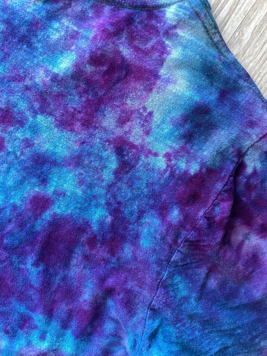 LARGE Women’s GAP London, UK Handmade Galaxy Tie Dye Short Sleeve T-Shirt | One-Of-a-Kind Upcycled Blue and Purple Top
