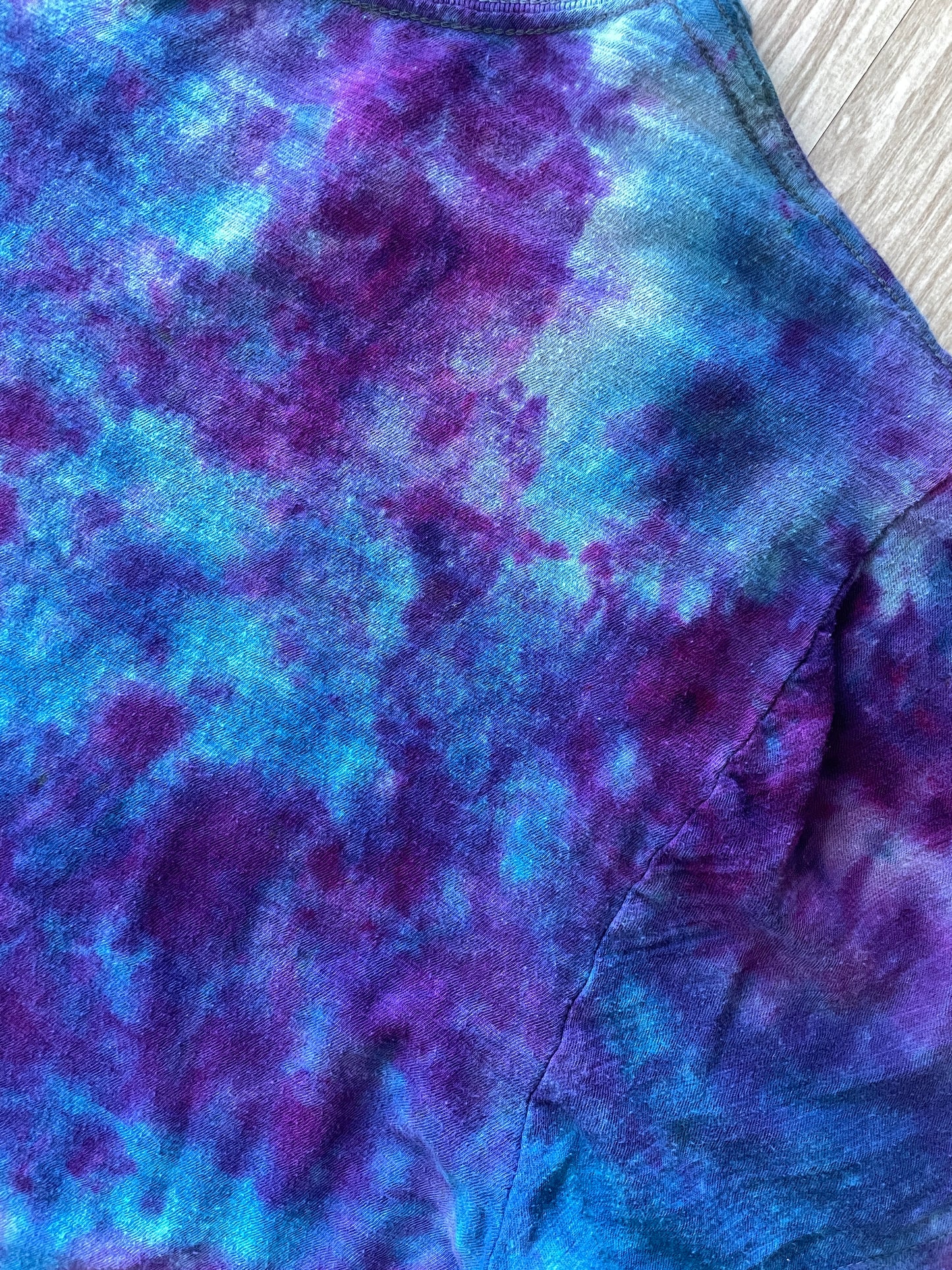 LARGE Women’s GAP London, UK Handmade Galaxy Tie Dye Short Sleeve T-Shirt | One-Of-a-Kind Upcycled Blue and Purple Top