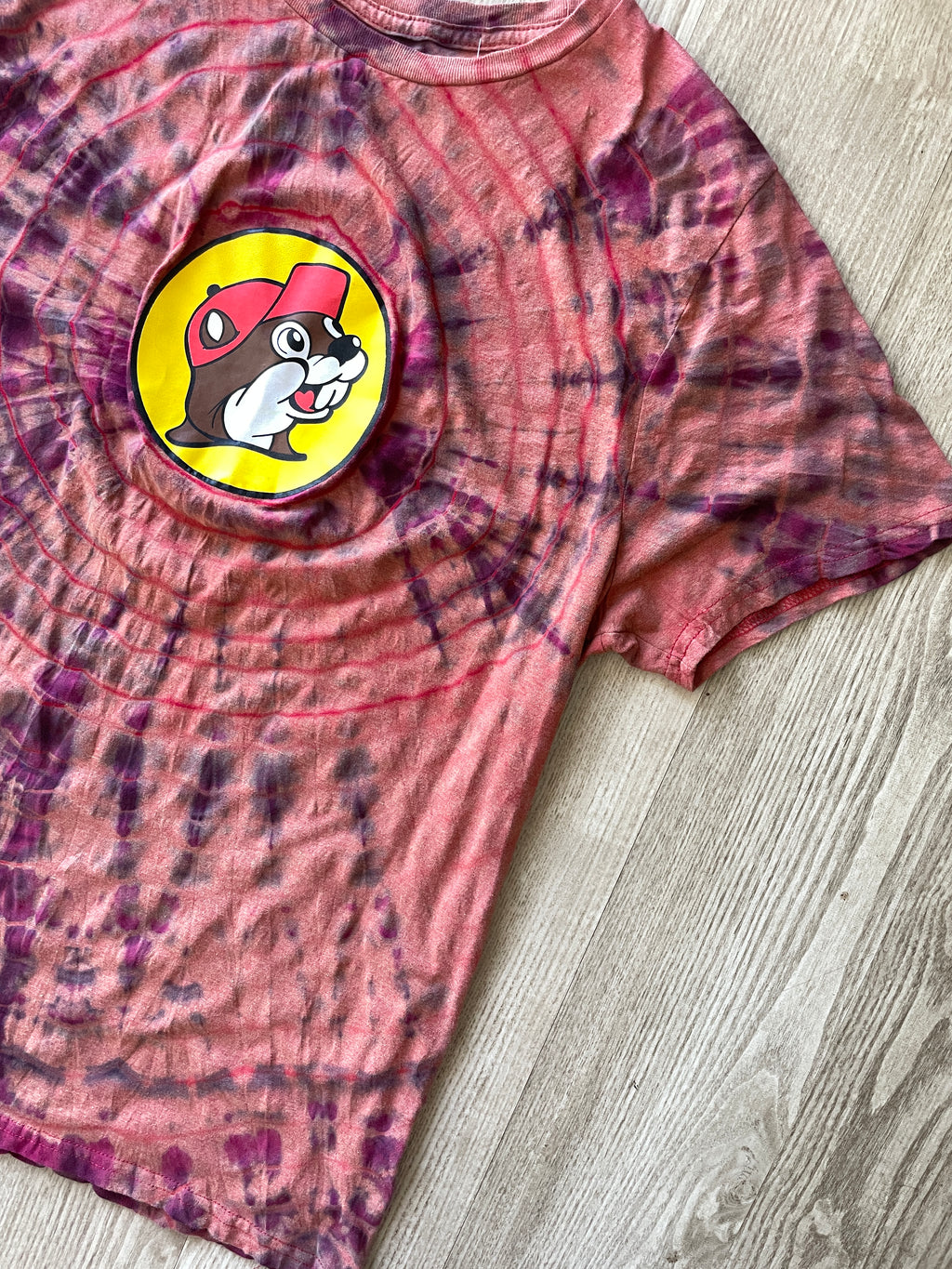 XL Men’s Buccee's Texas Handmade Reverse Tie Dye Geode T-Shirt | One-Of-a-Kind Red and Yellow Short Sleeve Shirt