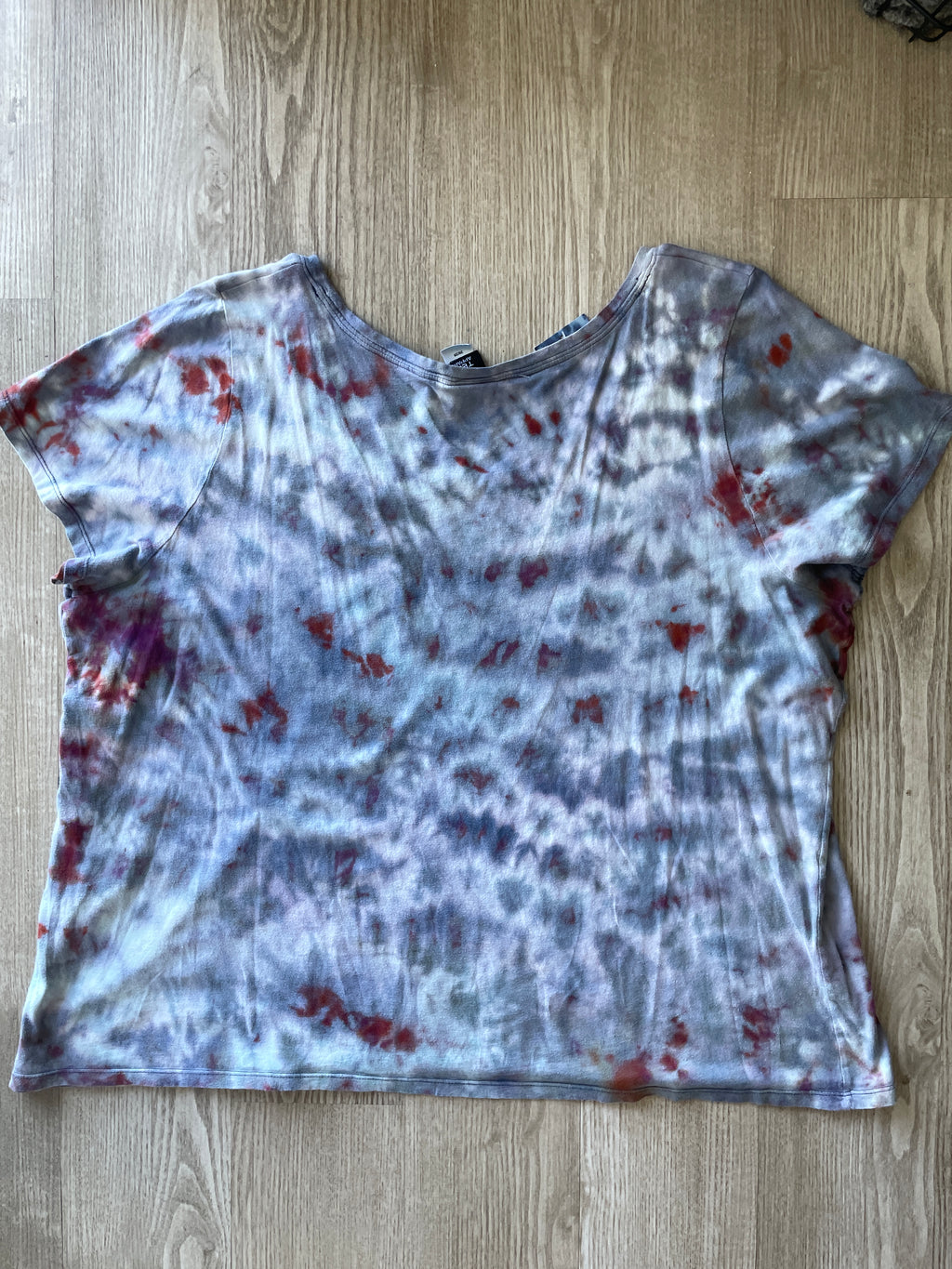 2XL Women’s Chicago Bears Handmade Galaxy Tie Dye Short Sleeve T-Shirt | One-Of-a-Kind Upcycled Gray and Orange Top