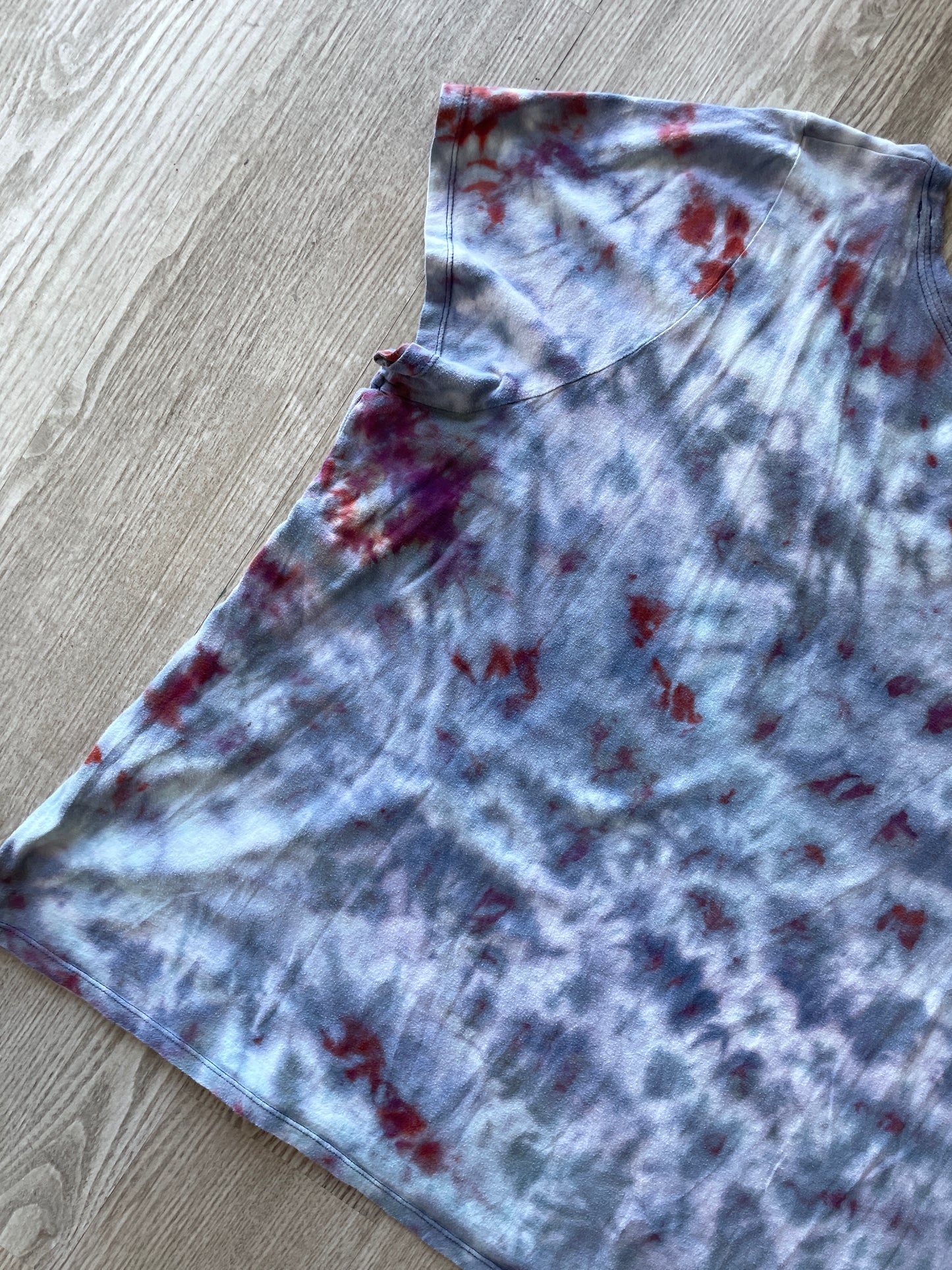 2XL Women’s Chicago Bears Handmade Galaxy Tie Dye Short Sleeve T-Shirt | One-Of-a-Kind Upcycled Gray and Orange Top