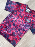 SMALL Men's Death Valley Embroidered Reverse Tie Dye Handmade Short Sleeve T-Shirt | One-Of-a-Kind Upcycled Red and Blue Crumpled Top