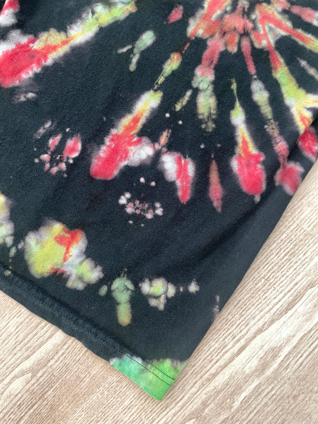 SMALL Men's Bob Marley Handmade Reverse Tie Dye Short Sleeve T-Shirt | One-Of-a-Kind Upcycled Red, Green, and Black Spiral Rasta Top