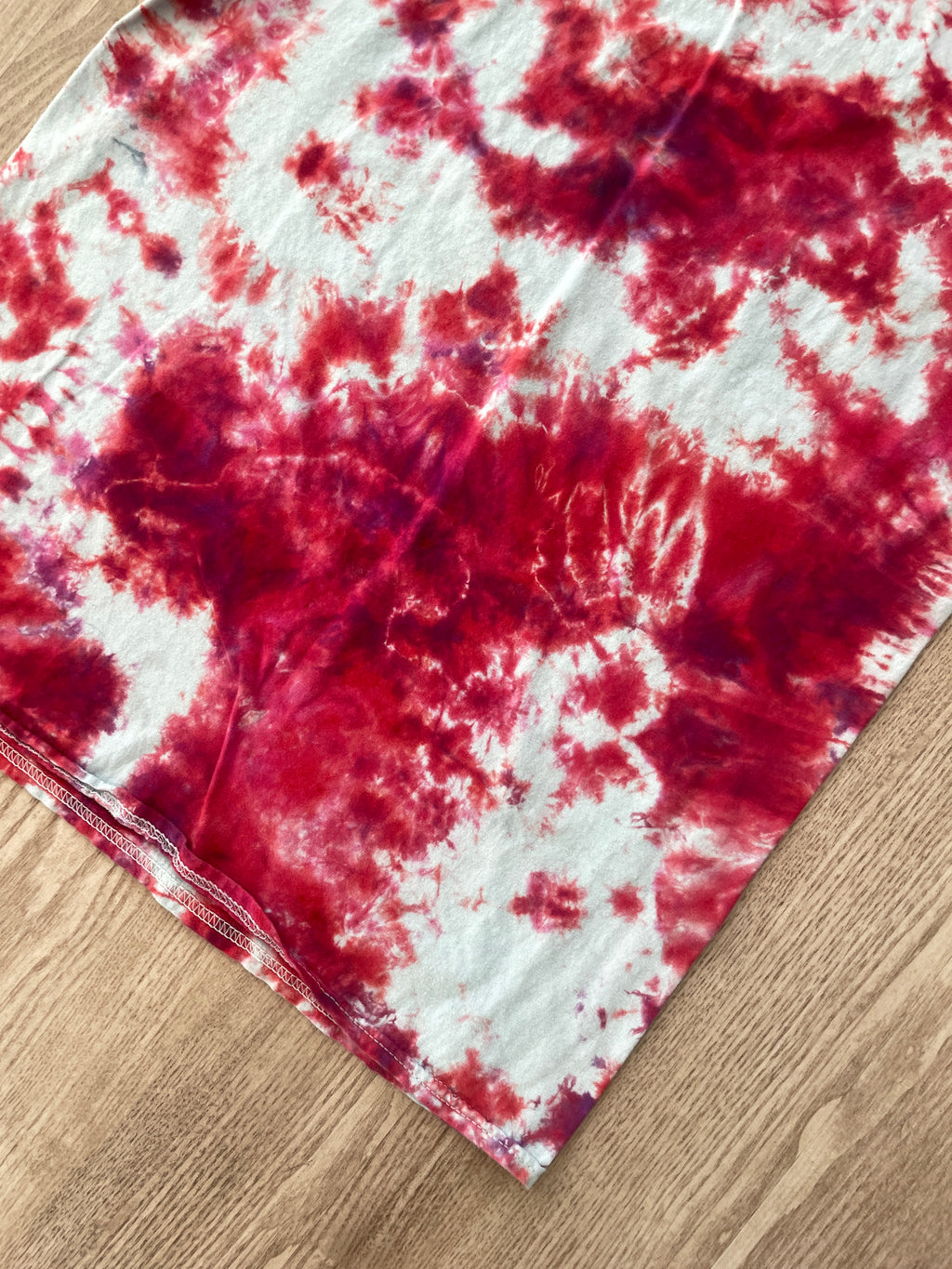 SMALL Men's Tupac Shakur Handmade Tie Dye Short Sleeve T-Shirt | One-Of-a-Kind Upcycled Red and White Crumpled and Dyed Top