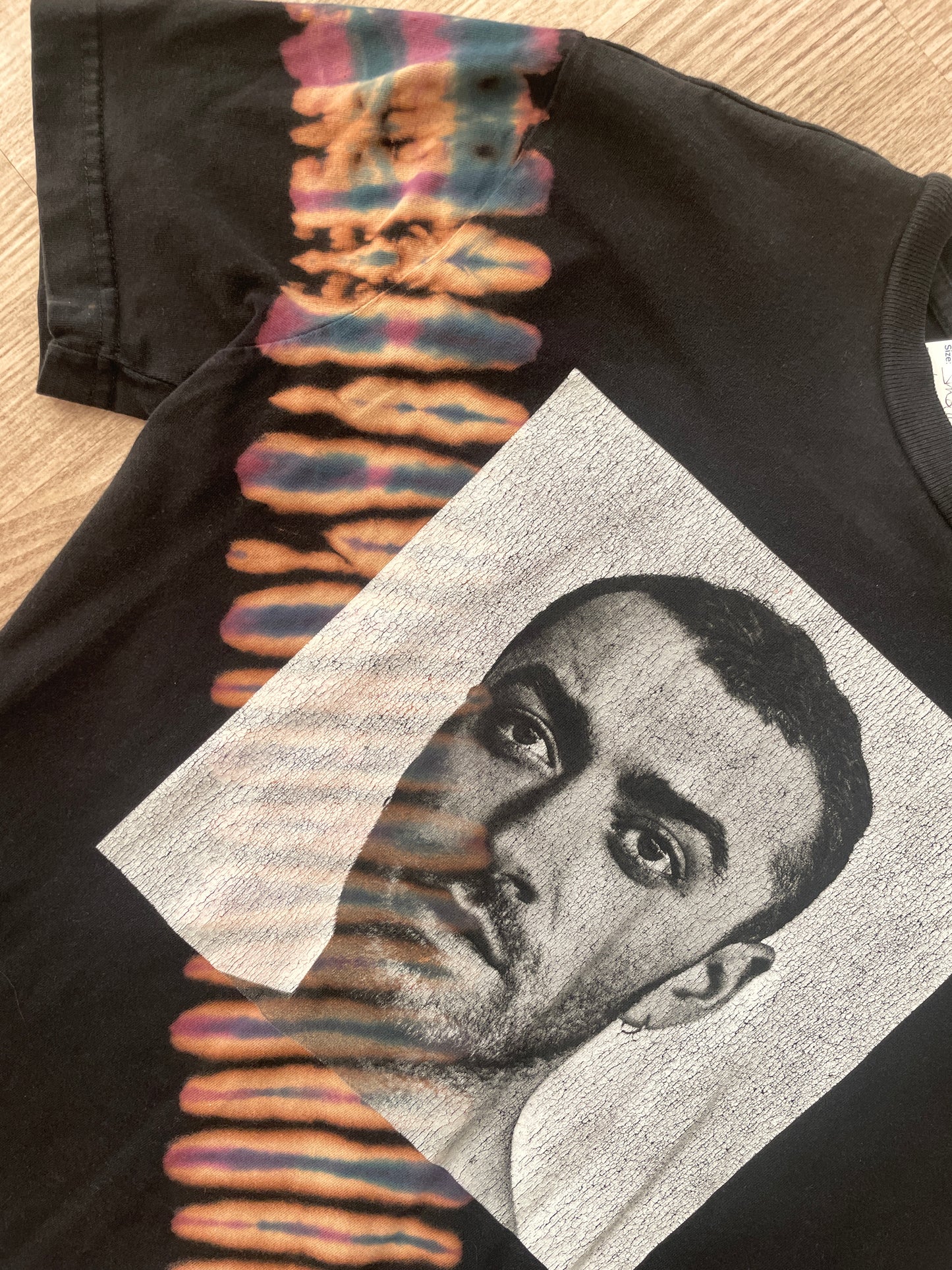 SMALL Men's Sam Smith Handmade Reverse Tie Dye Short Sleeve T-Shirt | One-Of-a-Kind Upcycled Black, Blue, and Purple Pleated Top