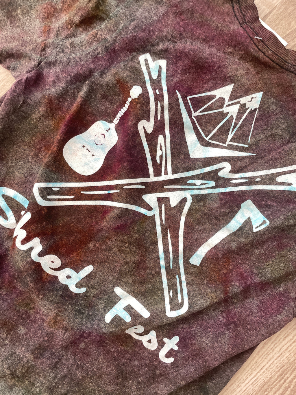 SMALL Men's Shred Fest Handmade Reverse Tie Dye Short Sleeve T-Shirt | One-Of-a-Kind Upcycled Black, Pink, and Orange Geode Top