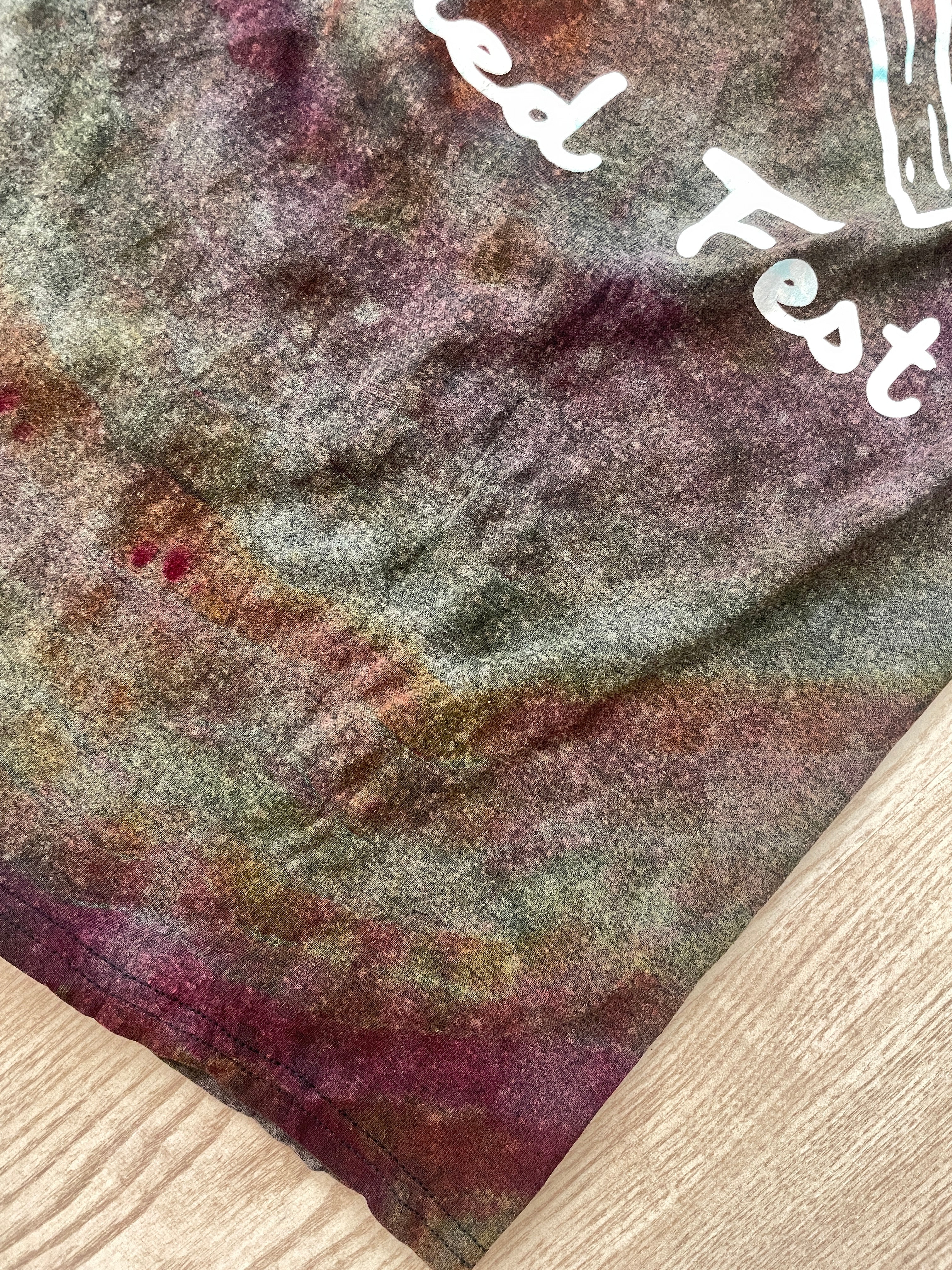 SMALL Men's Shred Fest Handmade Reverse Tie Dye Short Sleeve T-Shirt | One-Of-a-Kind Upcycled Black, Pink, and Orange Geode Top