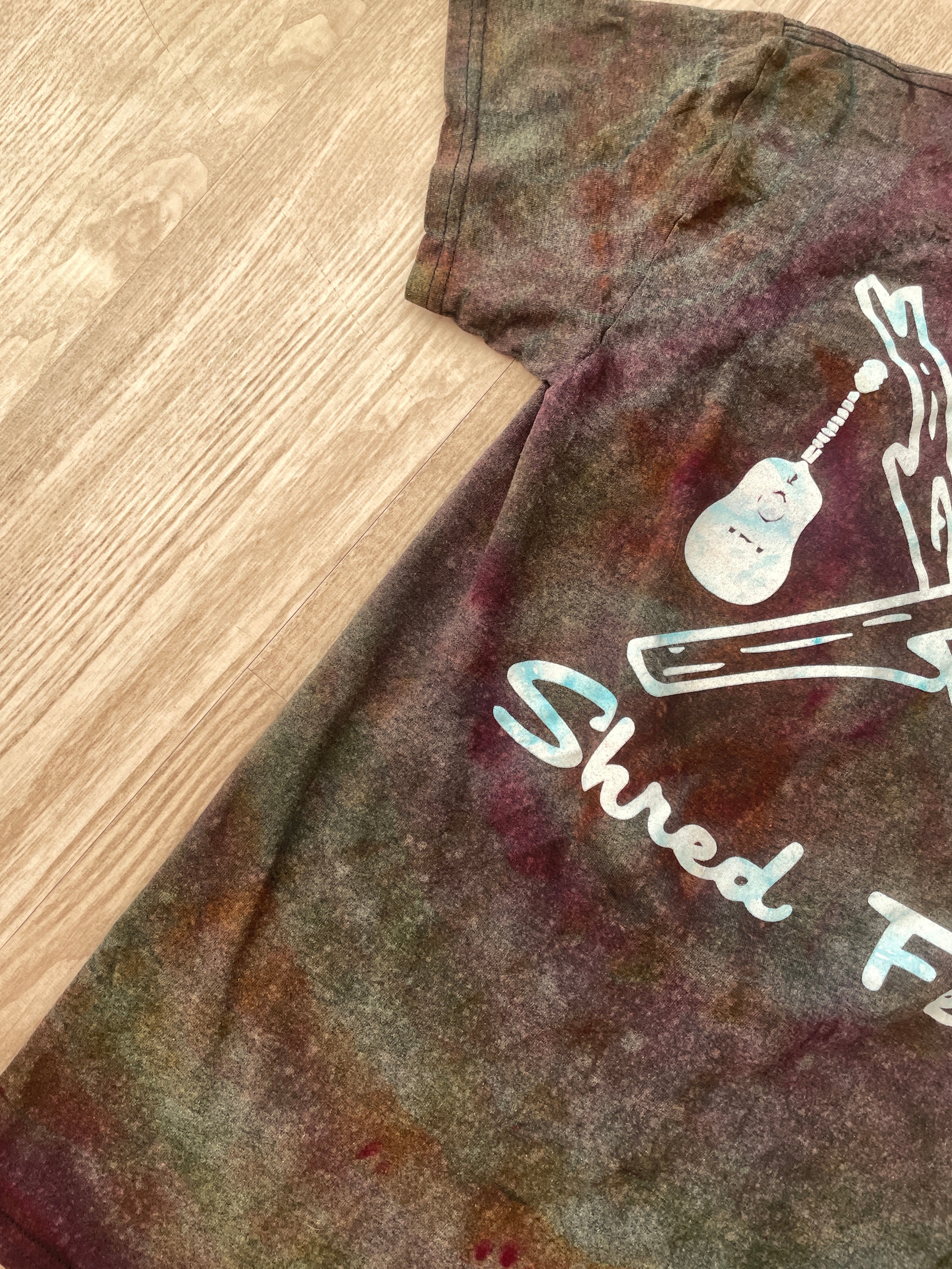 SMALL Men's Shred Fest Handmade Reverse Tie Dye Short Sleeve T-Shirt | One-Of-a-Kind Upcycled Black, Pink, and Orange Geode Top