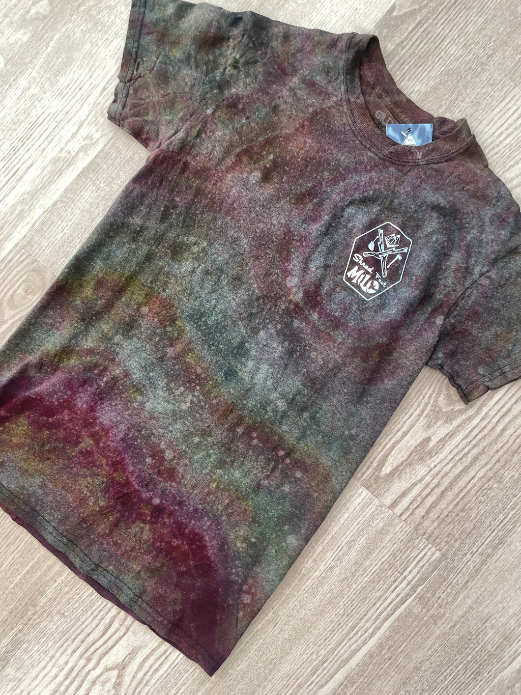 SMALL Men's Shred Fest Handmade Reverse Tie Dye Short Sleeve T-Shirt | One-Of-a-Kind Upcycled Black, Pink, and Orange Geode Top