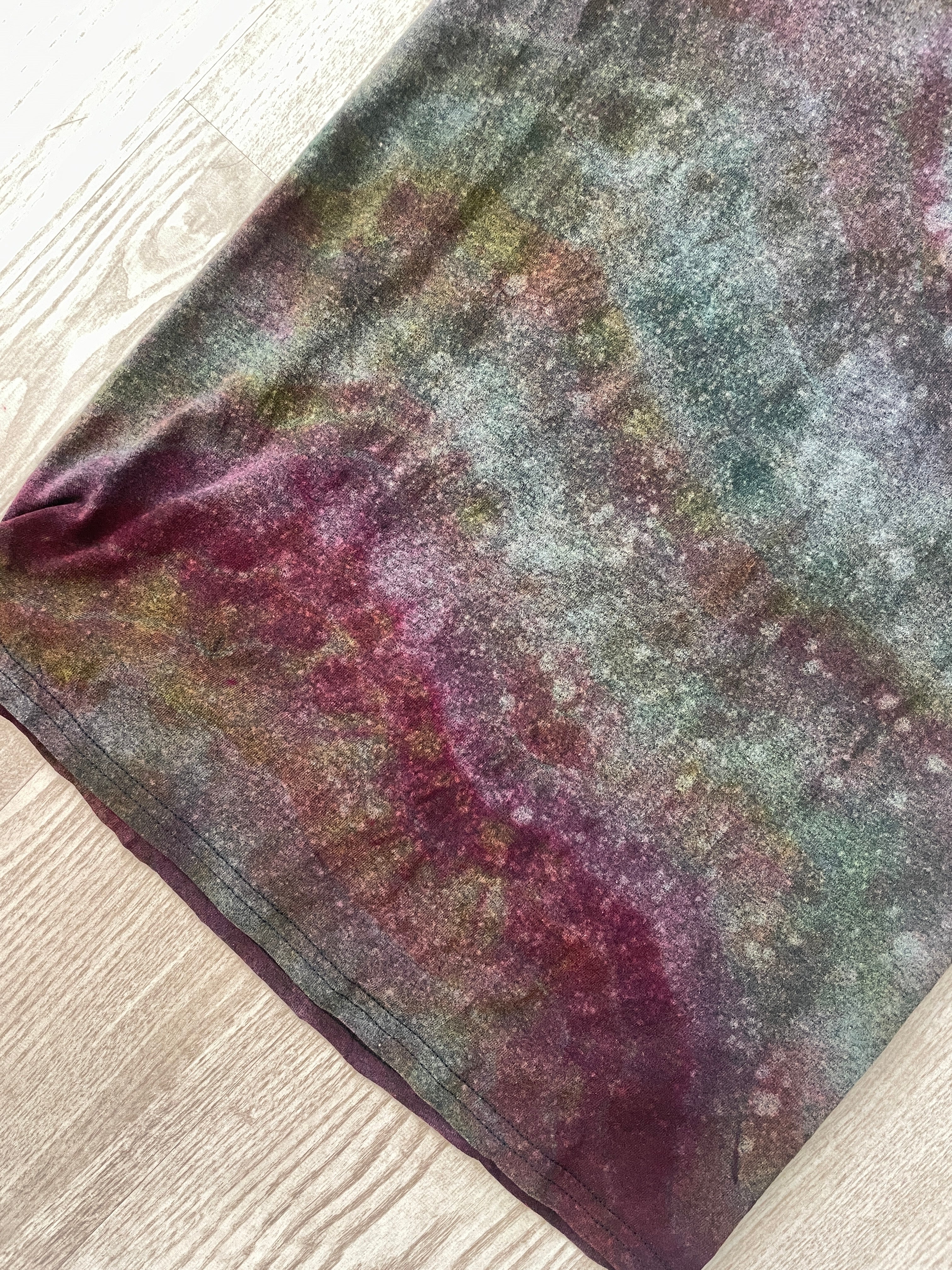 SMALL Men's Shred Fest Handmade Reverse Tie Dye Short Sleeve T-Shirt | One-Of-a-Kind Upcycled Black, Pink, and Orange Geode Top