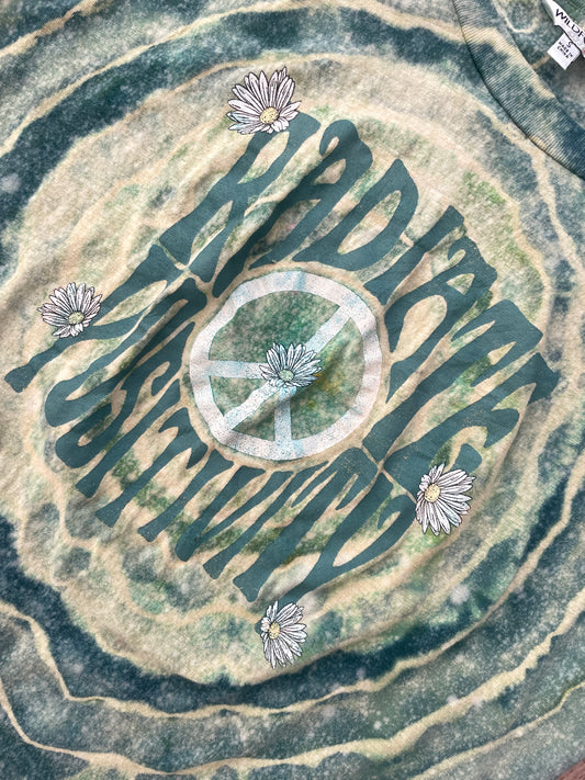 SMALL Women's Radiate Positivity Handmade Tie Dye Short Sleeve T-Shirt | One-Of-a-Kind Upcycled Yellow and Green Geode Top