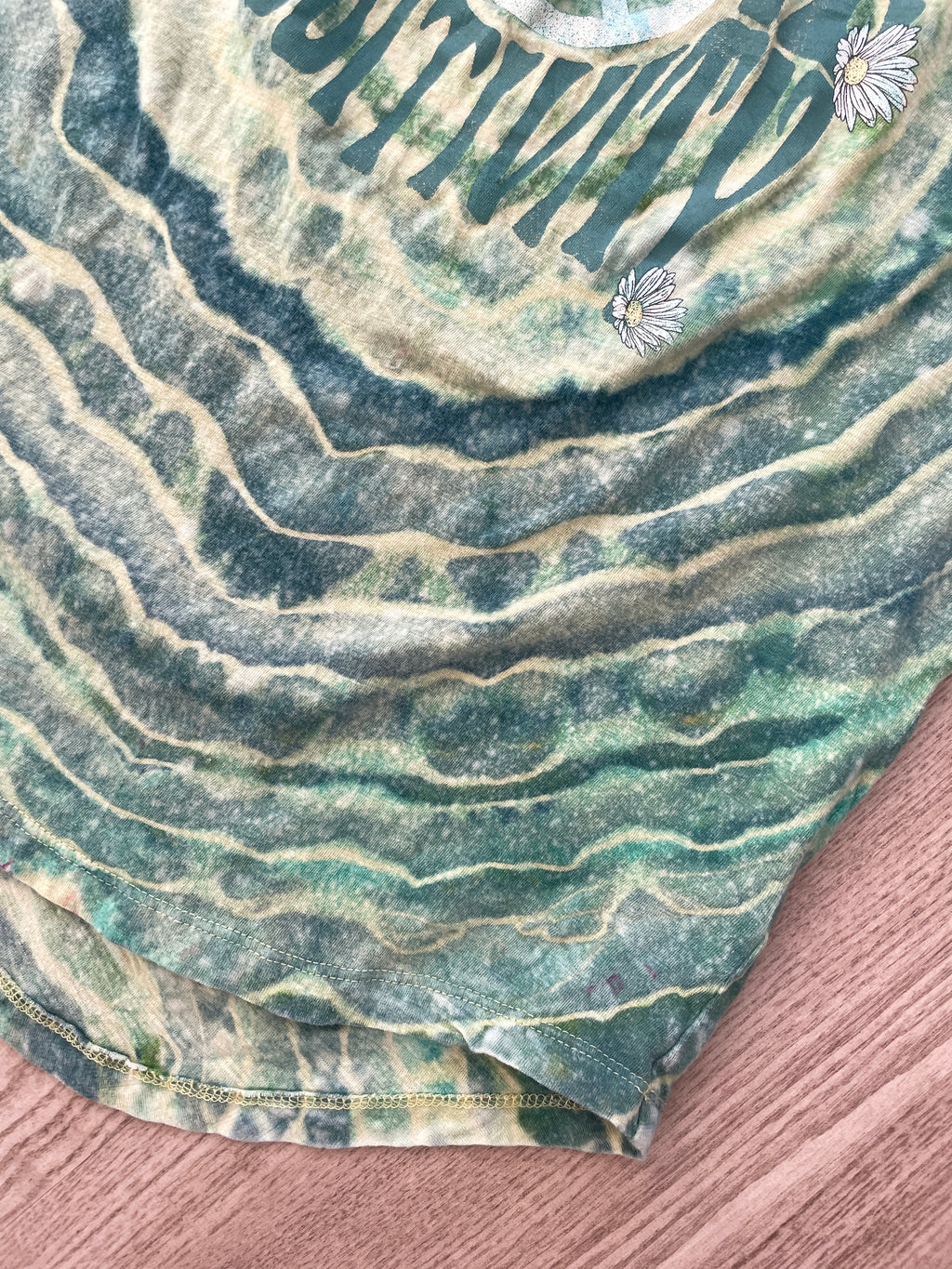 SMALL Women's Radiate Positivity Handmade Tie Dye Short Sleeve T-Shirt | One-Of-a-Kind Upcycled Yellow and Green Geode Top