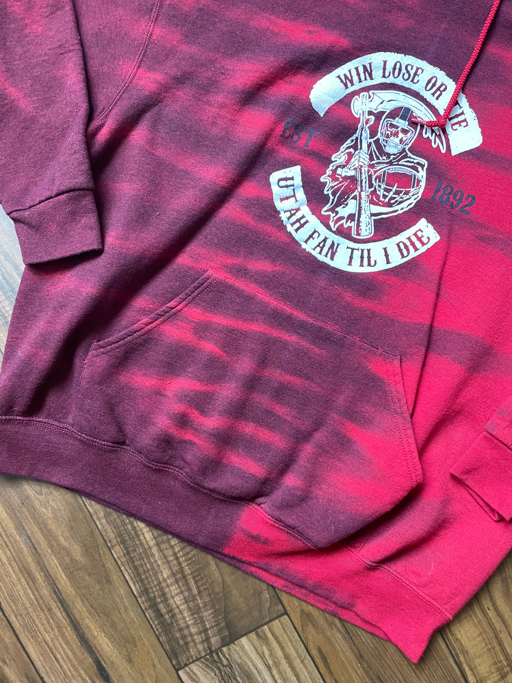 Men's XL Utah Fan Til I Die Red & Black Tie Dye Hoodie