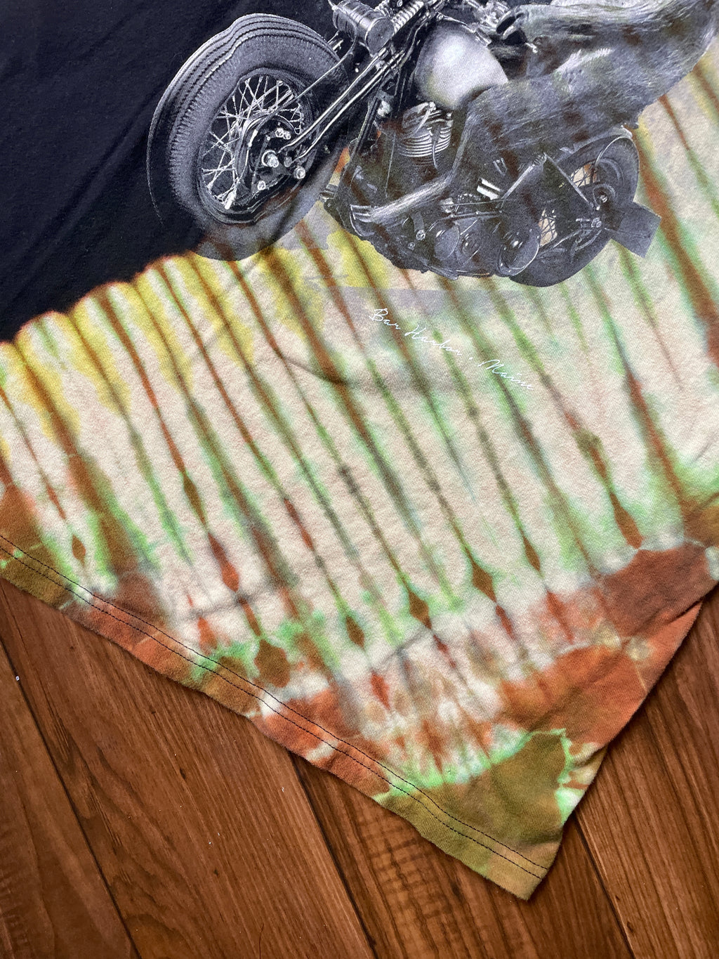 Men's Large Motorcycle Moose Reverse Tie Dye Short Sleeve T-Shirt