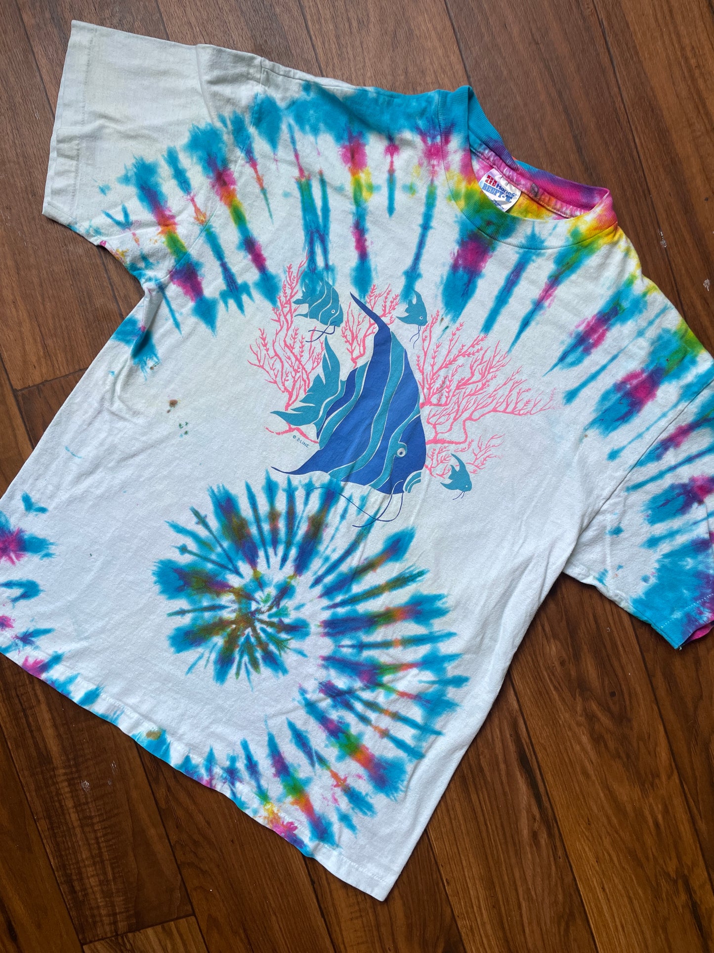 Men's Large Fish Tie Dye Short Sleeve T-Shirt