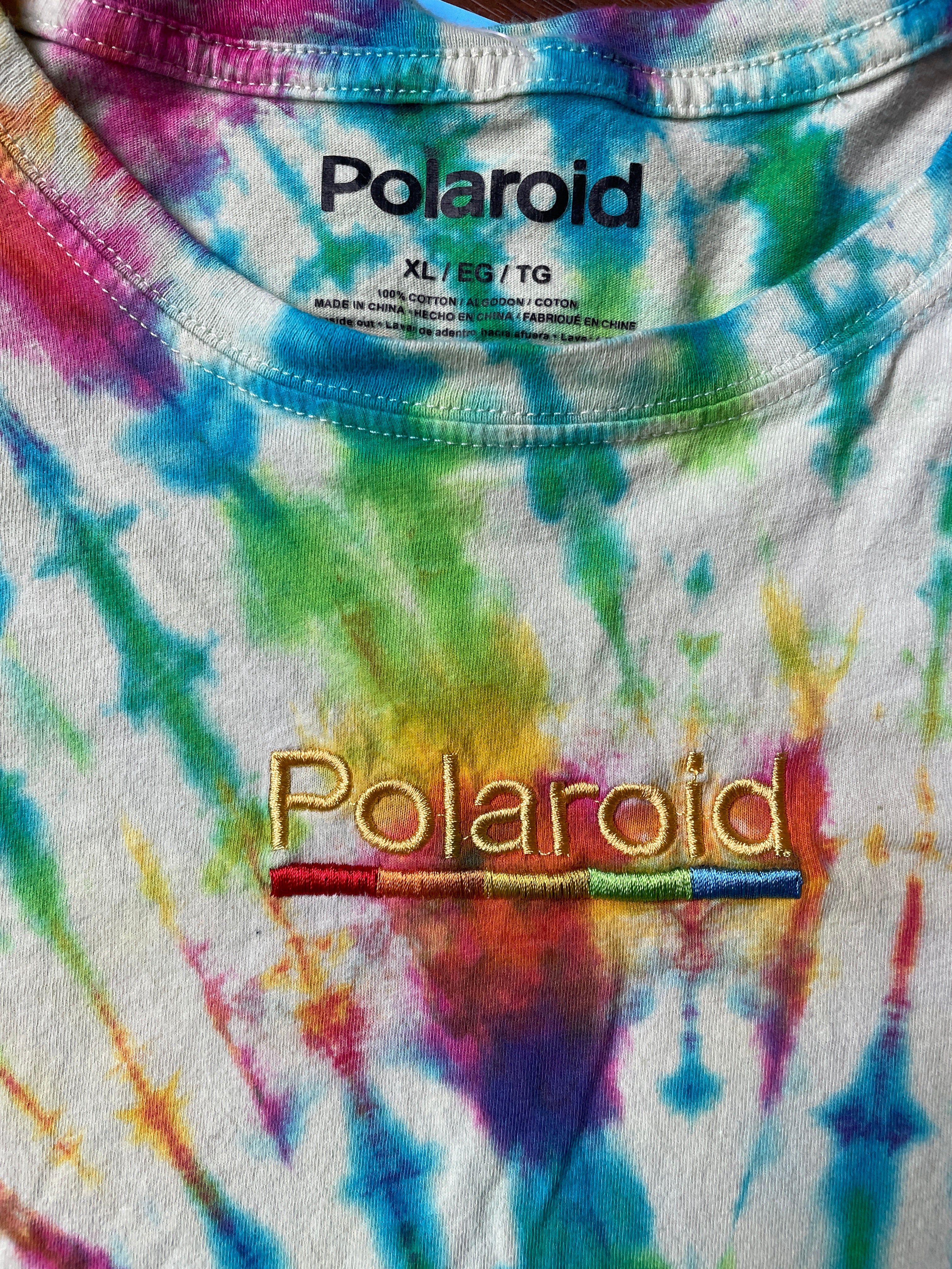 Men's XL Polaroid Tie Dye Short Sleeve Cropped T-Shirt