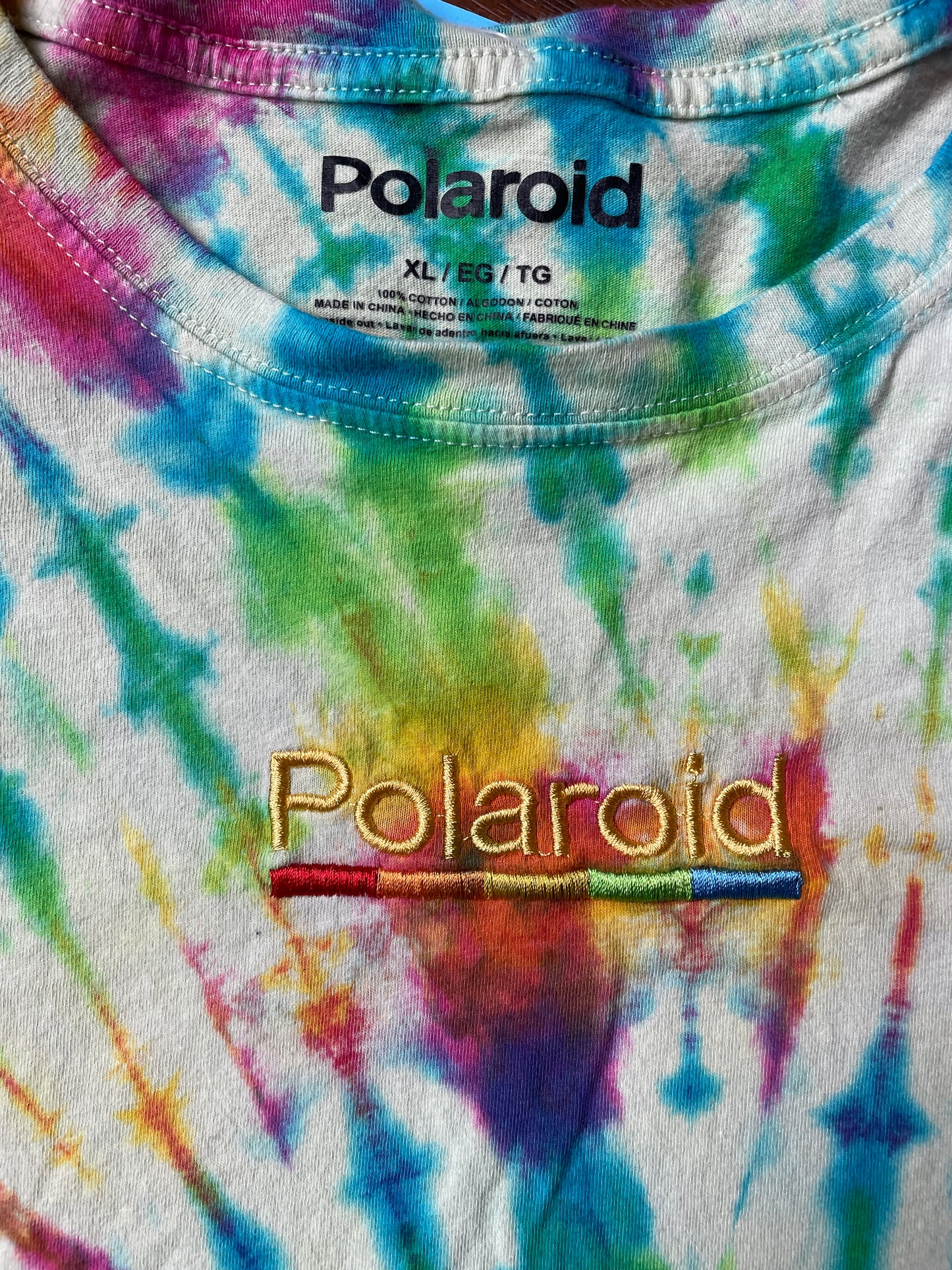 Men's XL Polaroid Tie Dye Short Sleeve Cropped T-Shirt