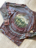 SMALL Men's Jackson Hole, WY Handmade Tie Dye Long Sleeve Sleeve T-Shirt | One-Of-a-Kind Upcycled Gray, Brown, and Orange Earthy Geode Top