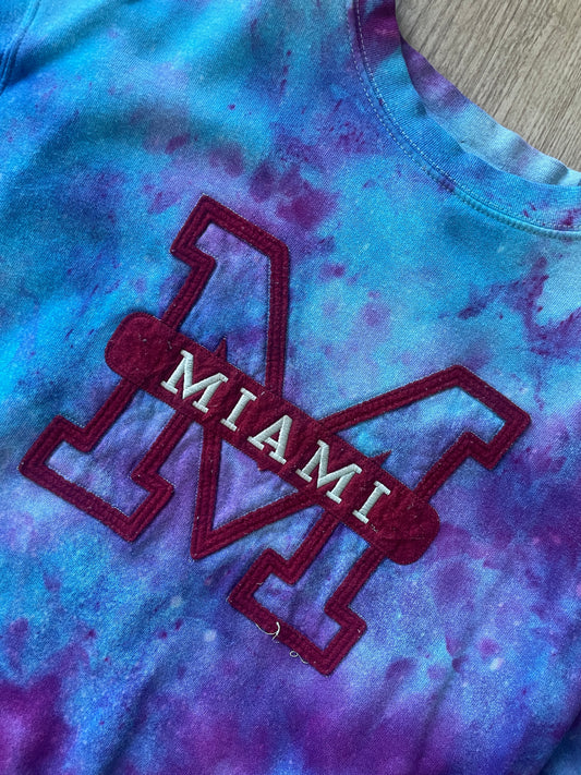 S/M Men's Miami Handmade Galaxy Tie Dye Long Sleeve Sweatshirt | One-Of-a-Kind Upcycled Blue, Purple, and Pink Ice Dye Crewneck