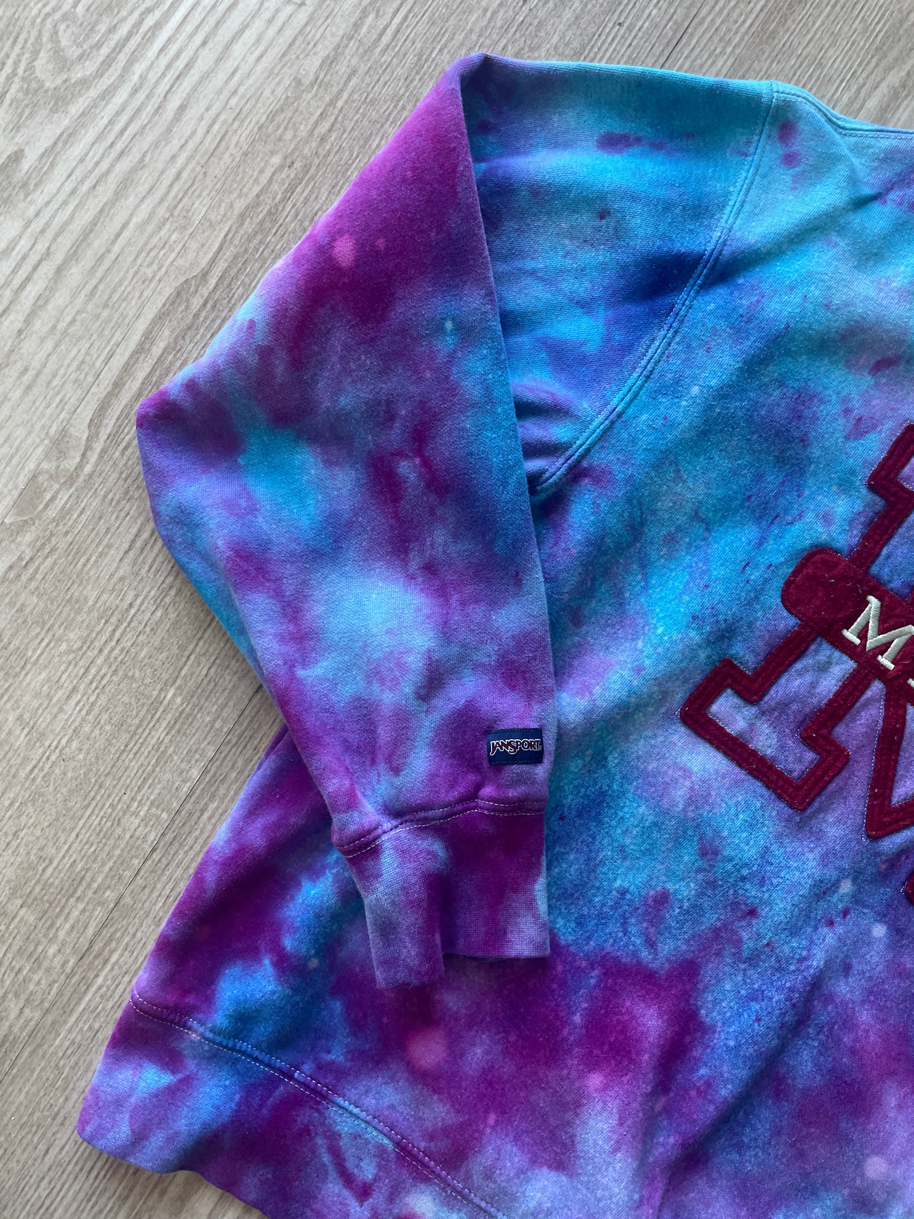 S/M Men's Miami Handmade Galaxy Tie Dye Long Sleeve Sweatshirt | One-Of-a-Kind Upcycled Blue, Purple, and Pink Ice Dye Crewneck