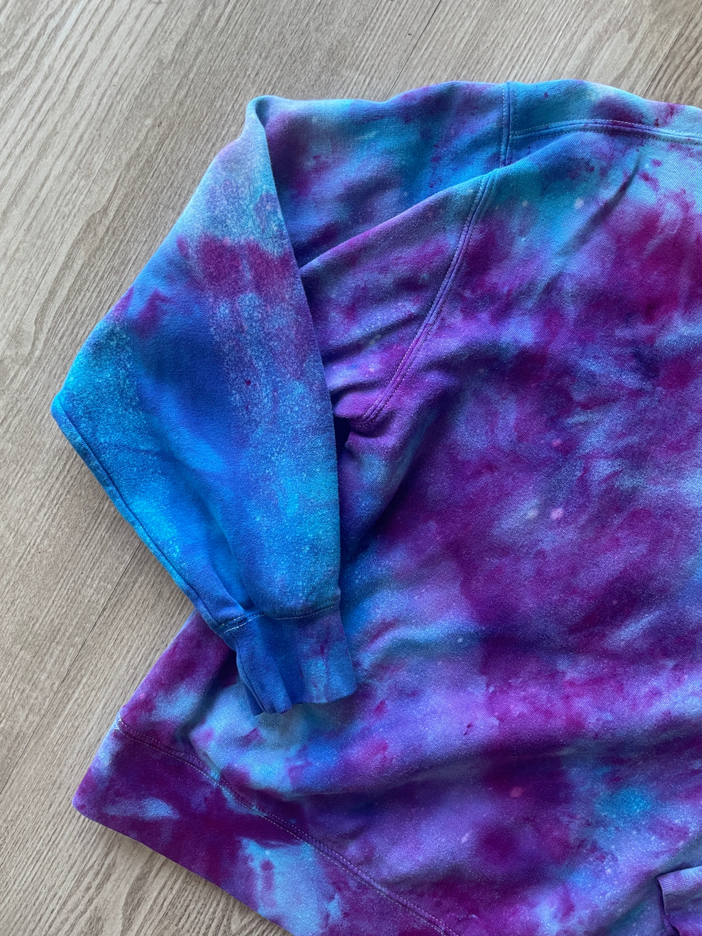 S/M Men's Miami Handmade Galaxy Tie Dye Long Sleeve Sweatshirt | One-Of-a-Kind Upcycled Blue, Purple, and Pink Ice Dye Crewneck