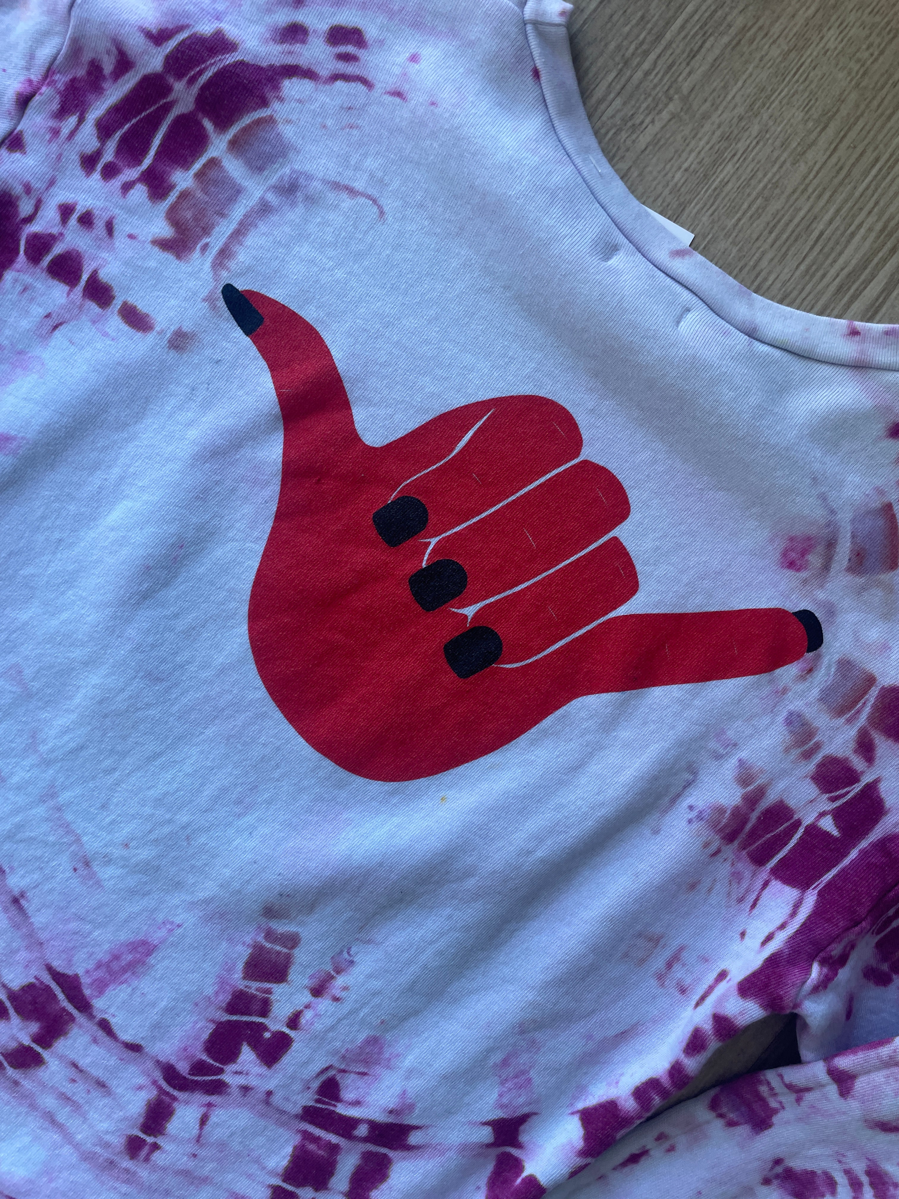 Large Women's Super Chill Shaka Handmade Tie Dye Long Sleeve Sweatshirt | One-Of-a-Kind Upcycled White and Pink Geode Crewneck