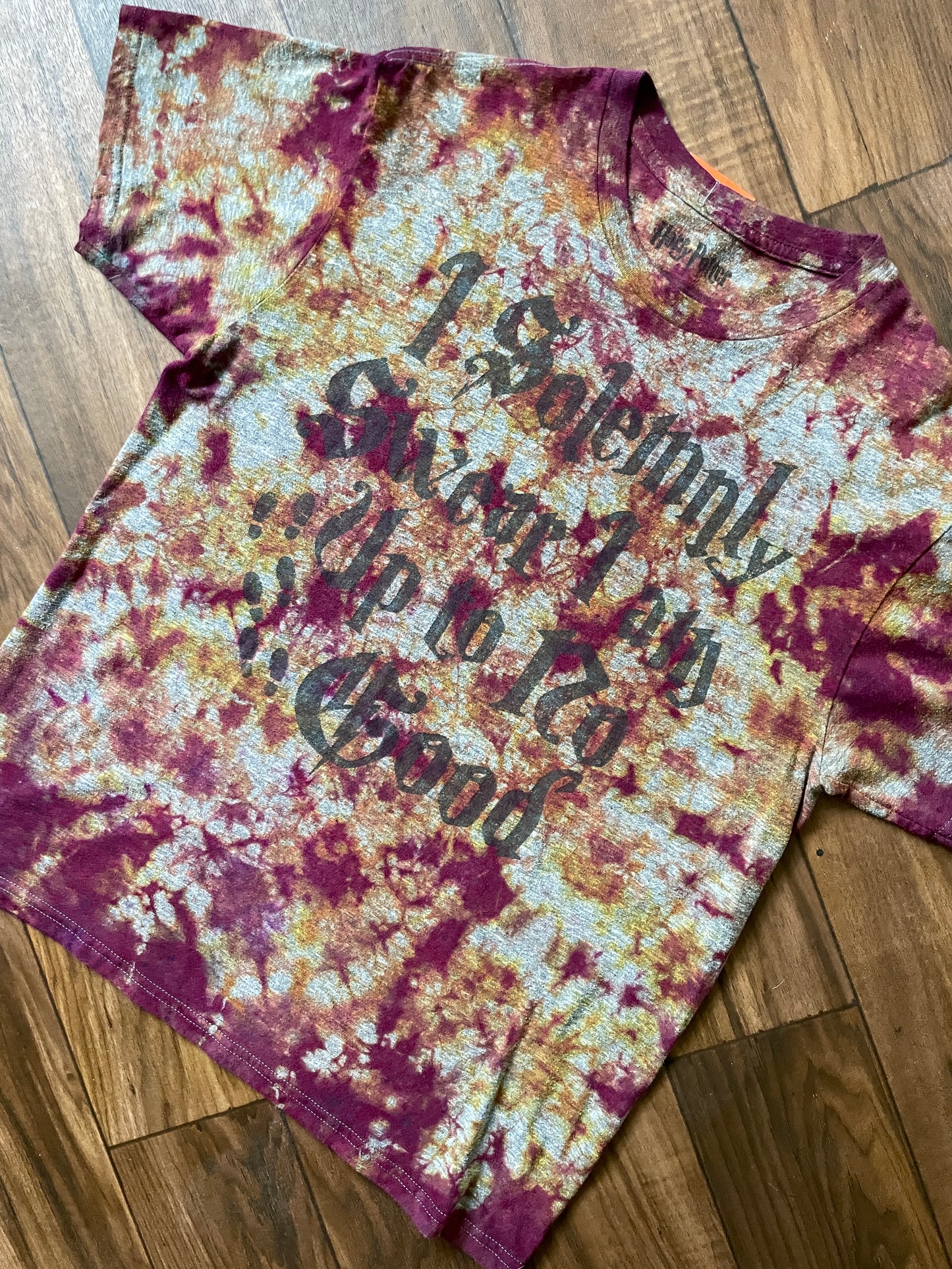 Large Men’s Harry Potter Marauder's Map Handmade Tie Dye T-Shirt | Red and Yellow I Solemnly Swear I Am Up to No Good Crumpled Tie Dye Short Sleeve