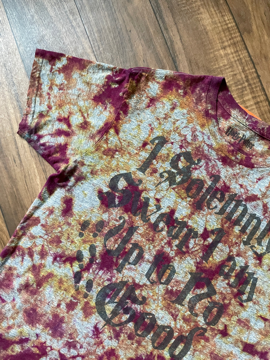 Large Men’s Harry Potter Marauder's Map Handmade Tie Dye T-Shirt | Red and Yellow I Solemnly Swear I Am Up to No Good Crumpled Tie Dye Short Sleeve