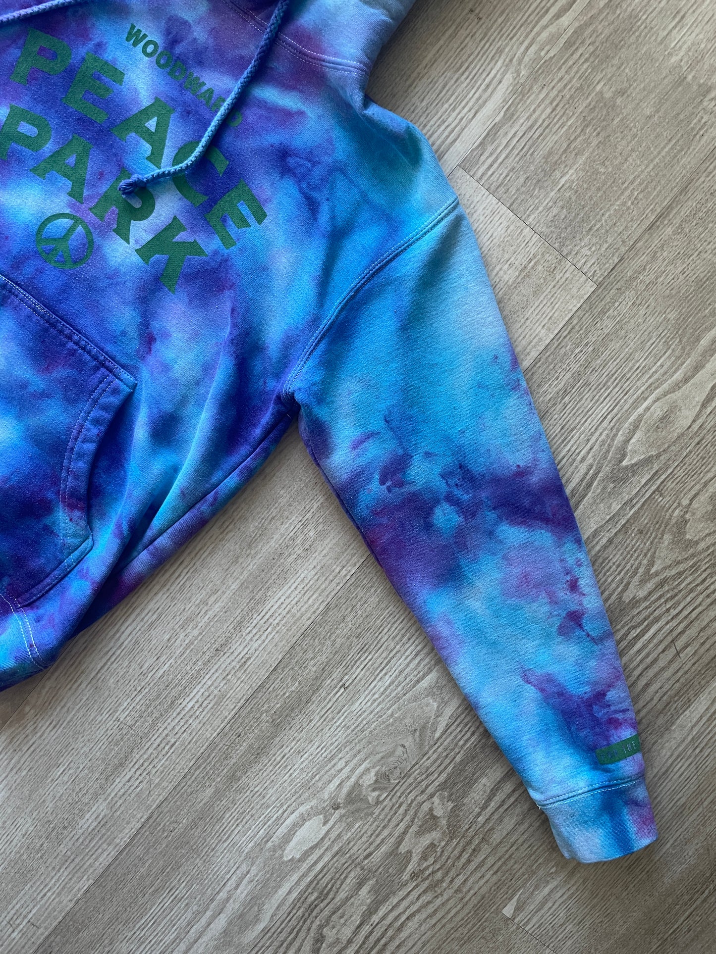 SMALL Men's Woodward Peace Park Handmade Galaxy Ice Dye Tie Dye Long Sleeve Hoodie | One-Of-a-Kind Upcycled Blue and Purple Sweatshirt