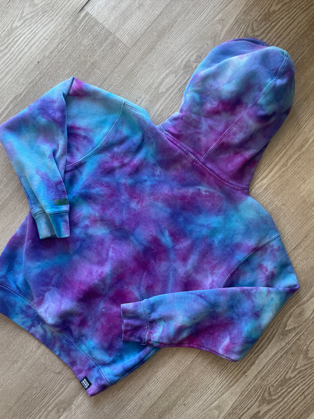 SMALL Men's Woodward Peace Park Handmade Galaxy Ice Dye Tie Dye Long Sleeve Hoodie | One-Of-a-Kind Upcycled Blue and Purple Sweatshirt