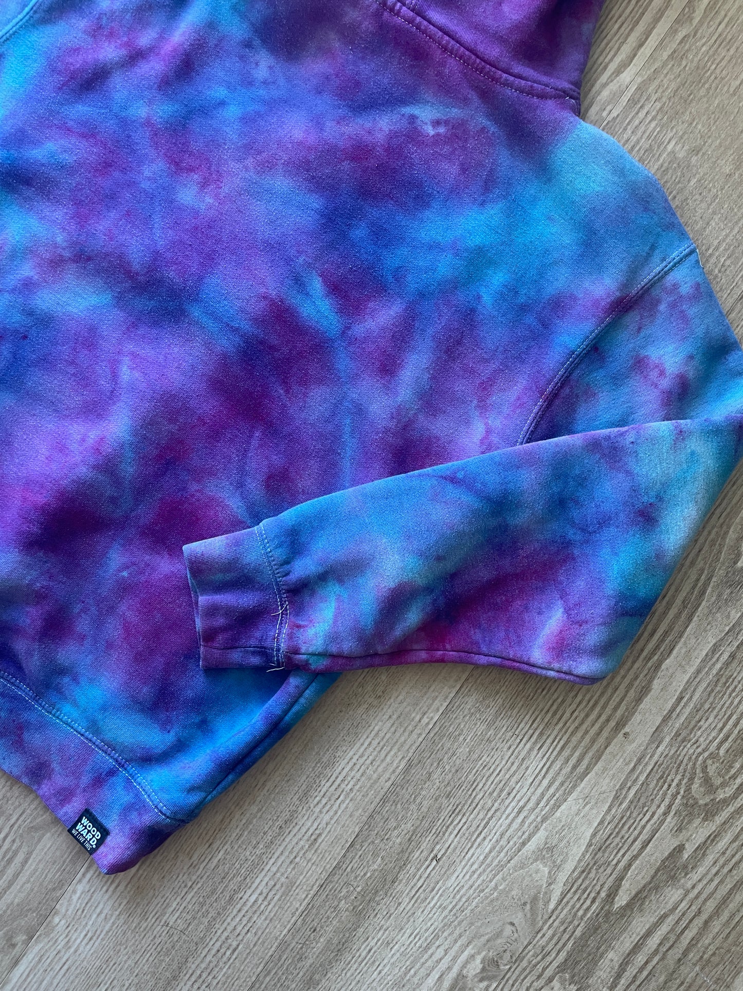 SMALL Men's Woodward Peace Park Handmade Galaxy Ice Dye Tie Dye Long Sleeve Hoodie | One-Of-a-Kind Upcycled Blue and Purple Sweatshirt