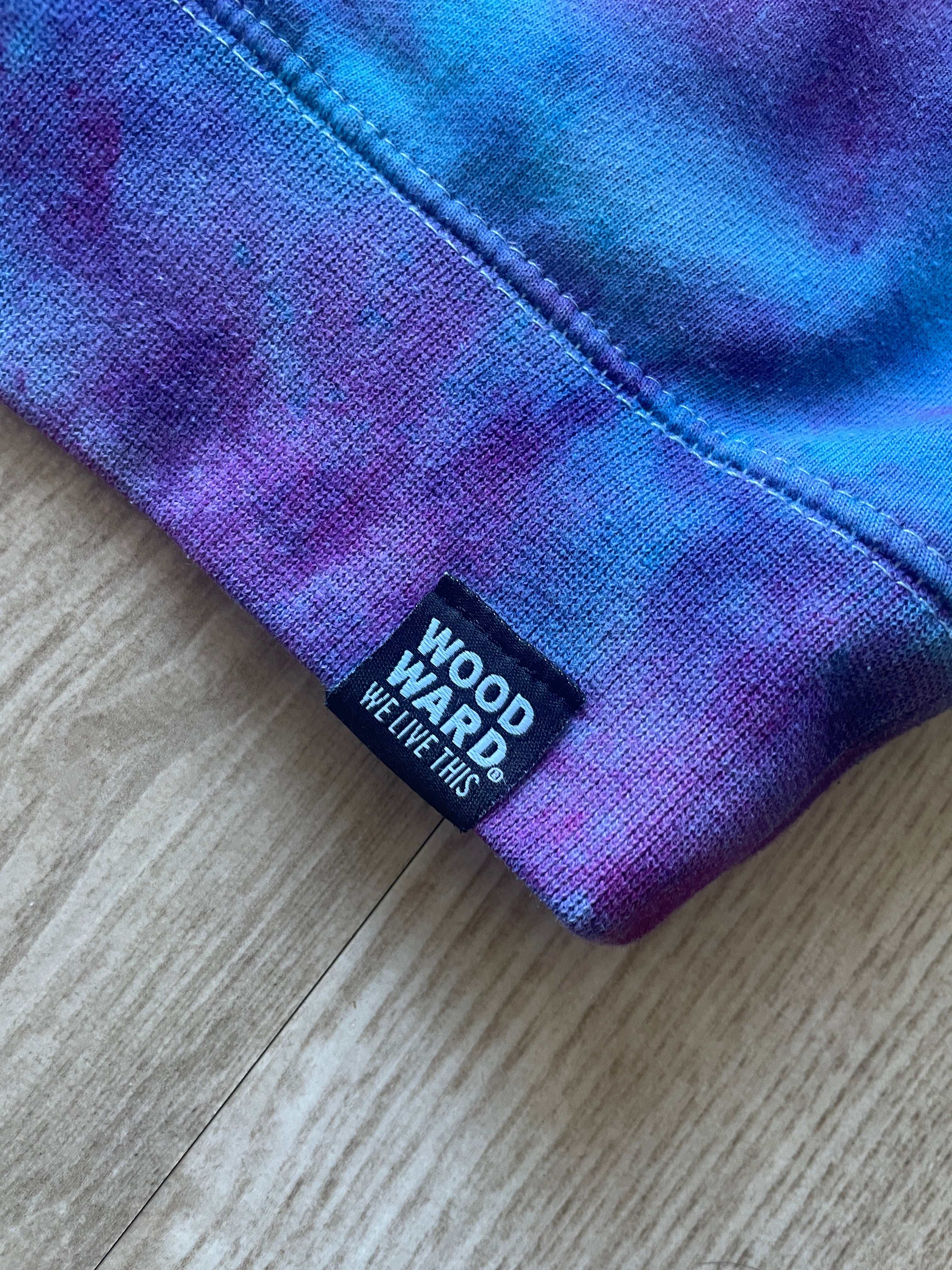 SMALL Men's Woodward Peace Park Handmade Galaxy Ice Dye Tie Dye Long Sleeve Hoodie | One-Of-a-Kind Upcycled Blue and Purple Sweatshirt