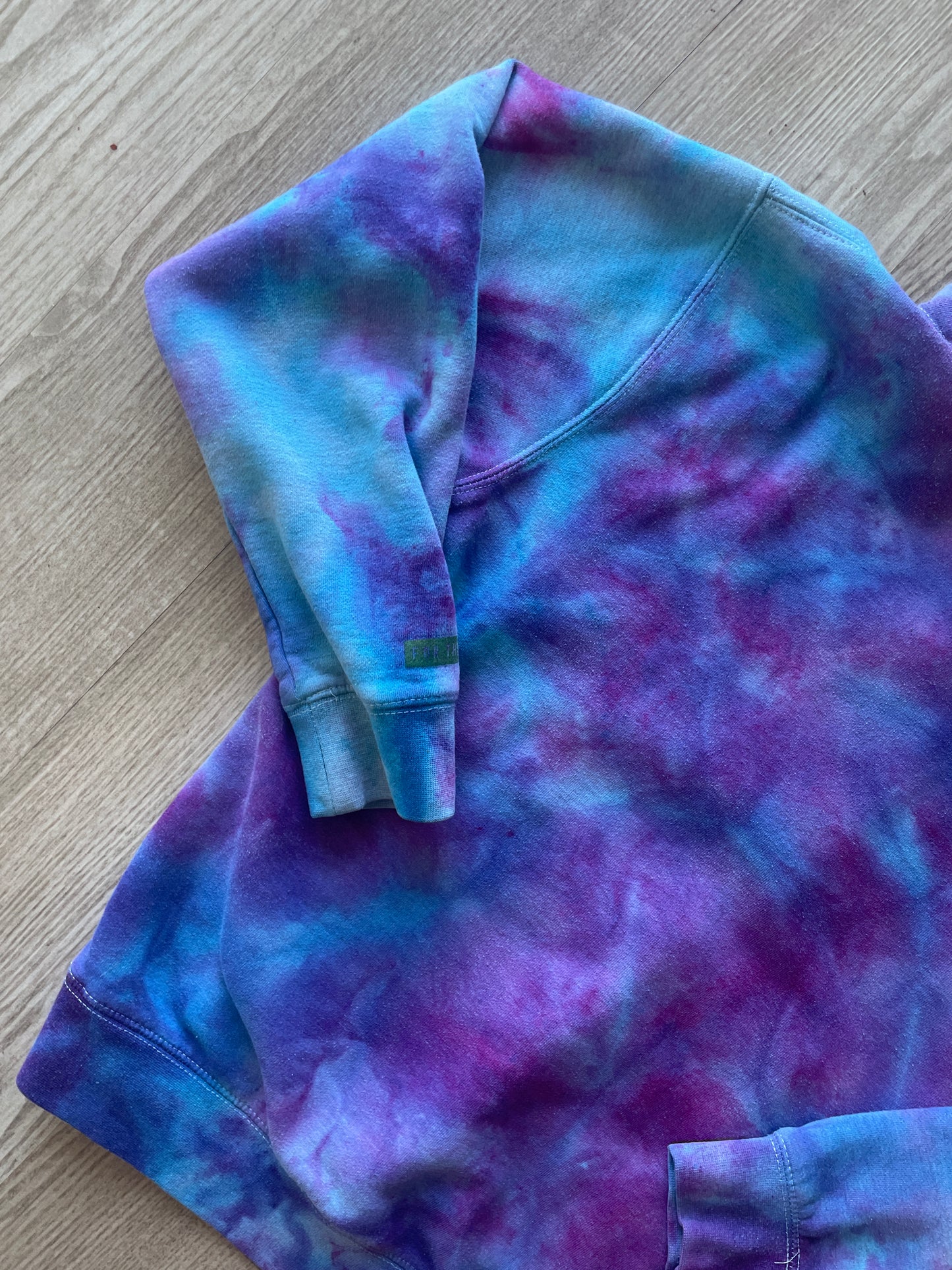 SMALL Men's Woodward Peace Park Handmade Galaxy Ice Dye Tie Dye Long Sleeve Hoodie | One-Of-a-Kind Upcycled Blue and Purple Sweatshirt