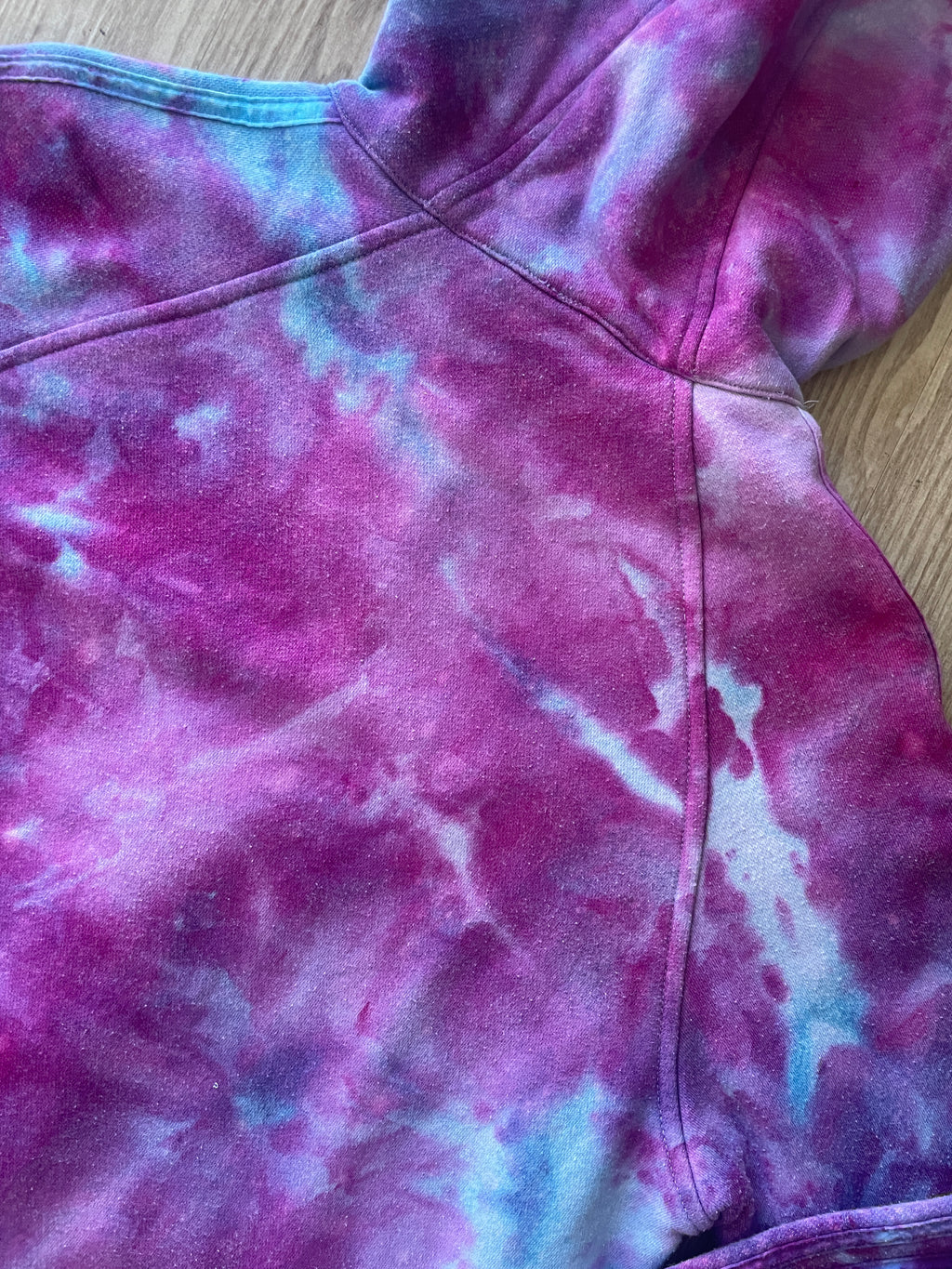 LARGE Women's adidas Galaxy Ice Dye Tie Dye Long Sleeve Full-Zip Hoodie | One-Of-a-Kind Upcycled Blue and Purple Sweatshirt