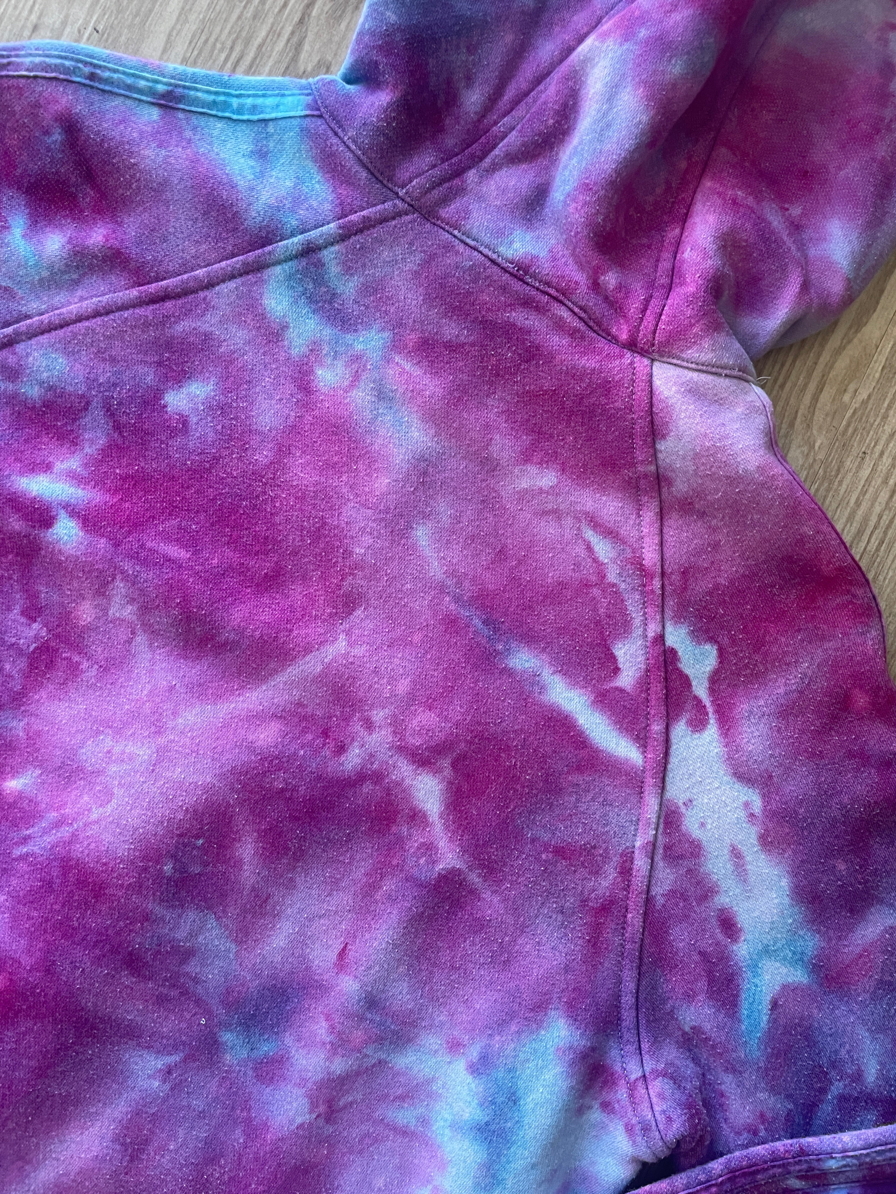 LARGE Women's adidas Galaxy Ice Dye Tie Dye Long Sleeve Full-Zip Hoodie | One-Of-a-Kind Upcycled Blue and Purple Sweatshirt