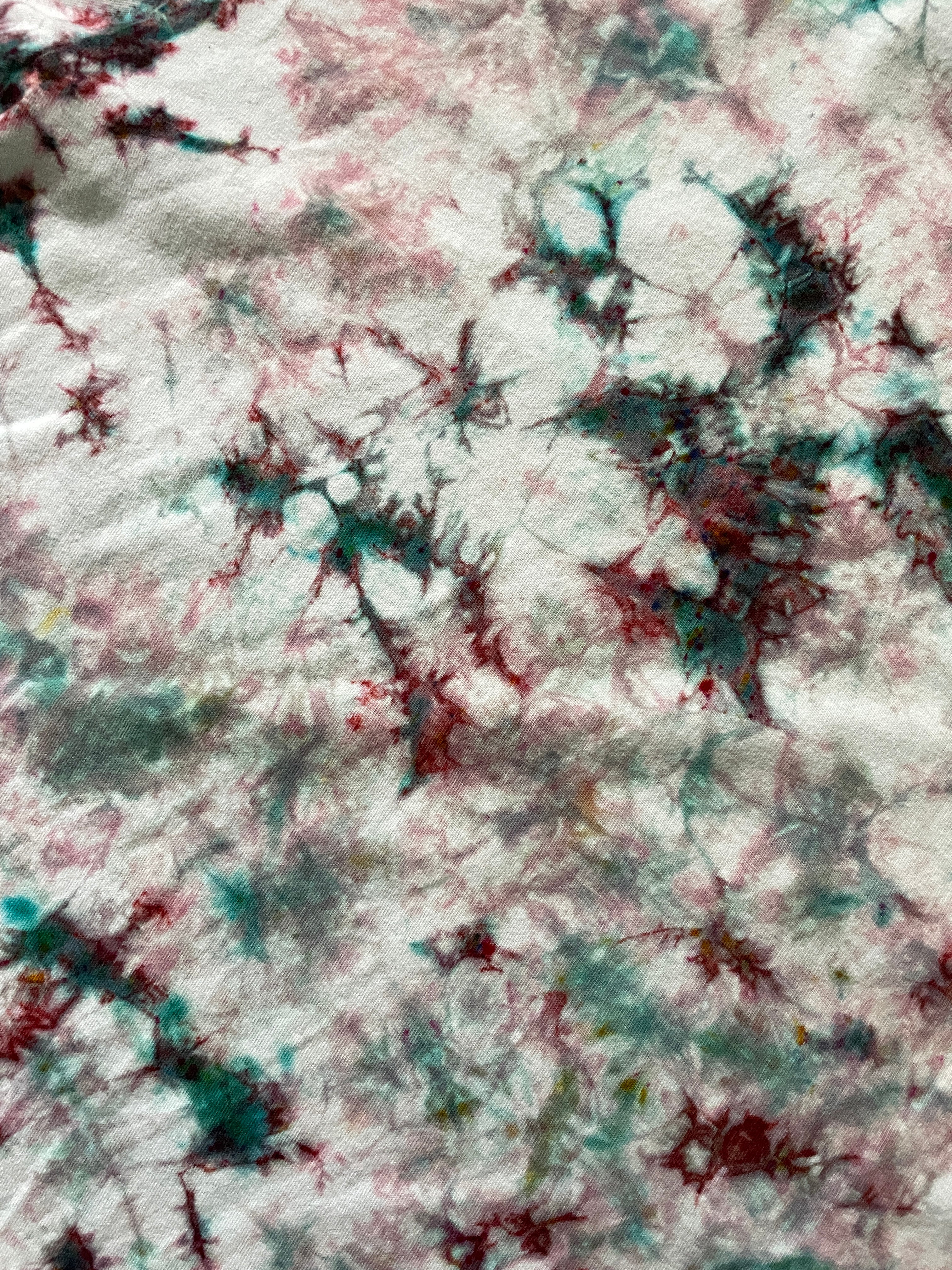 Vans off the Wall Roses Handmade Tie Dye T-Shirt | Pink and Mint Green Crumpled Tie Dye Long Sleeve | XL Men's