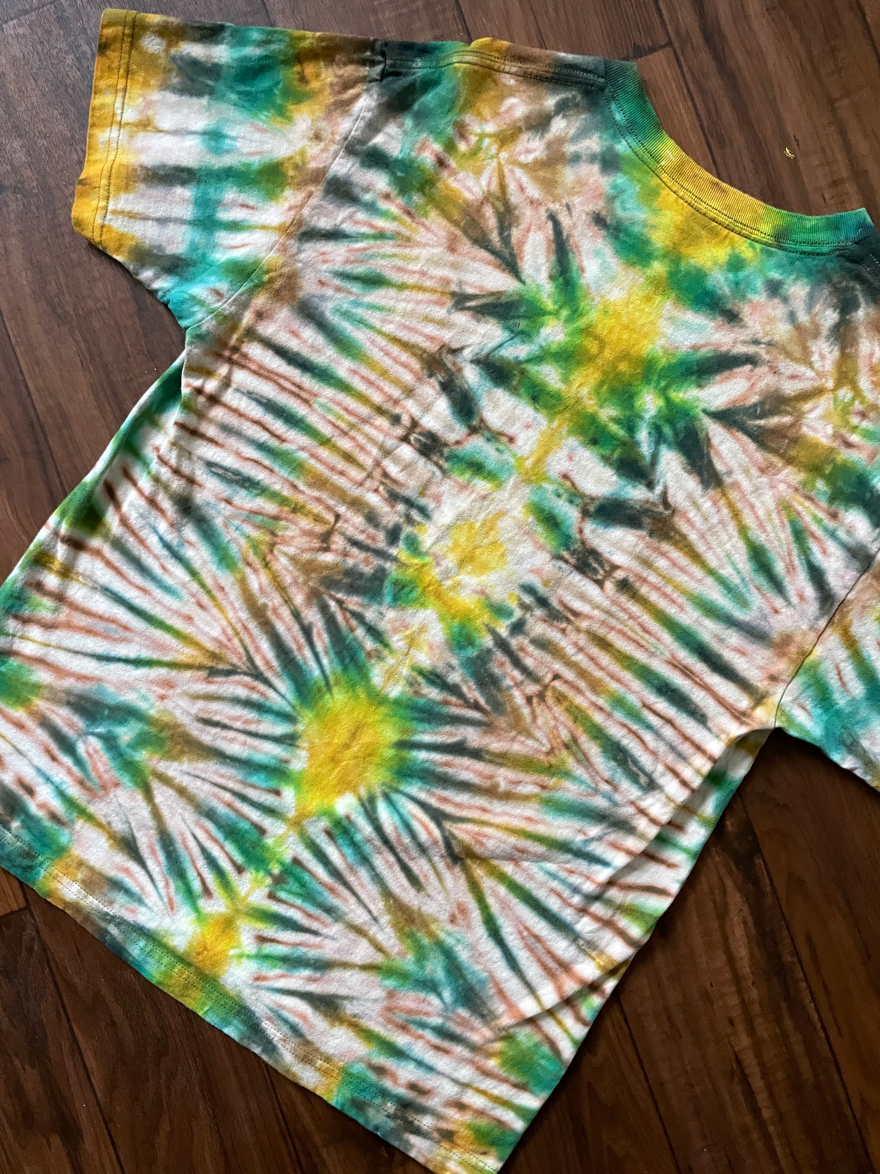 Spitfire Reverse Tie Dye T-Shirt | Green and Yellow Short Sleeve Hand Tie Dyed Short Sleeve | Men's Large