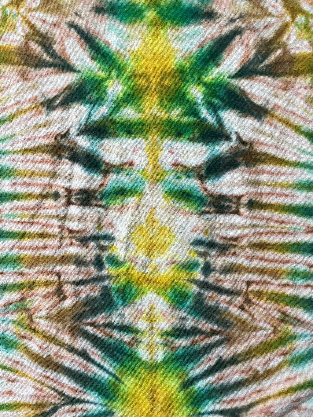 Spitfire Reverse Tie Dye T-Shirt | Green and Yellow Short Sleeve Hand Tie Dyed Short Sleeve | Men's Large
