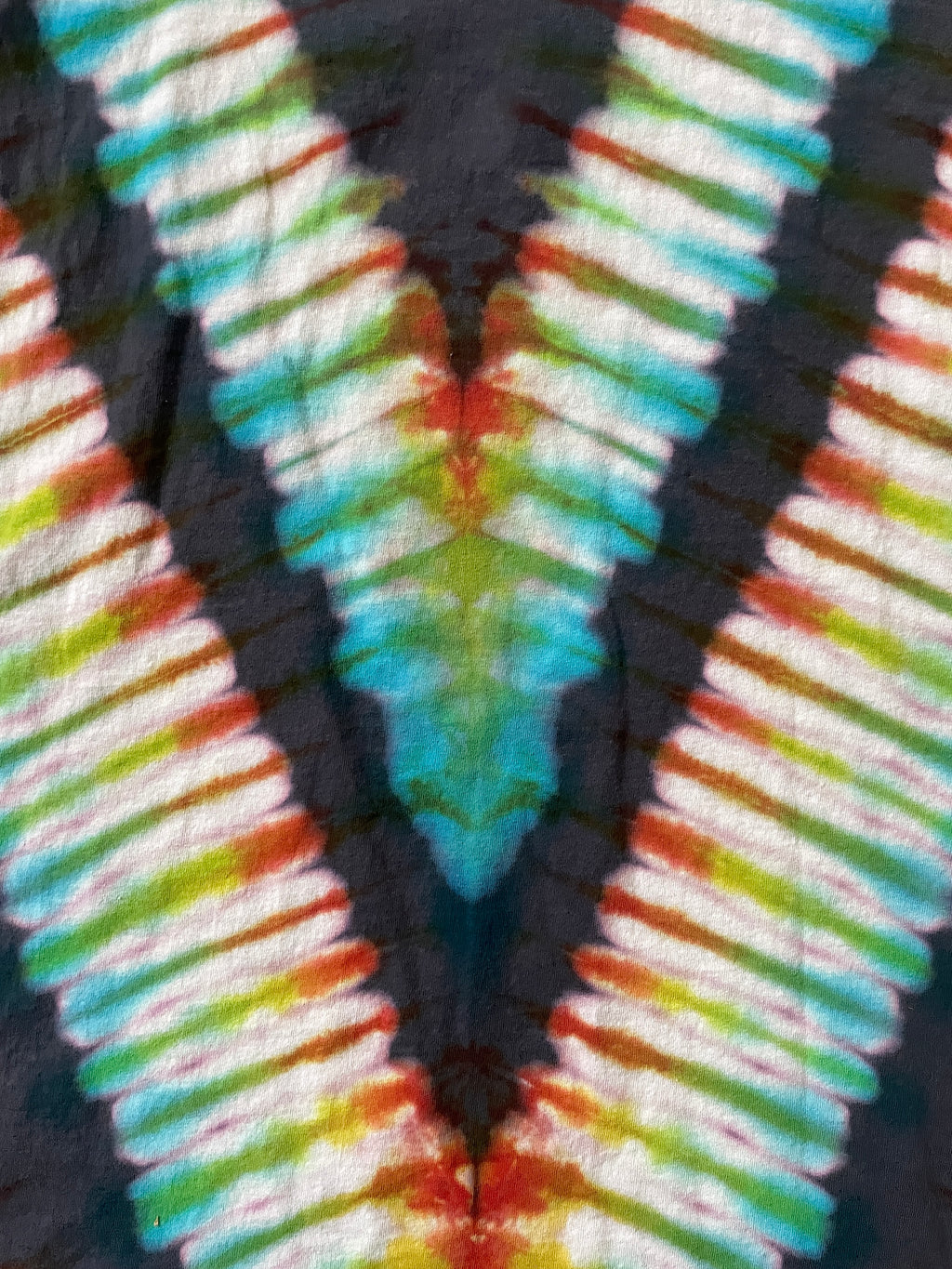 Playstation Japan Handmade Reverse Tie Dye Short Sleeve T-Shirt | One-Of-a-Kind Upcycled Gray, Red, and Blue V-Pleated Tie Dye Top | Men's 3XL