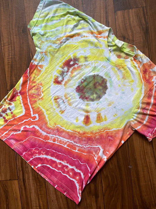 LDS Temple Garment I Accidentally Tie Dyed! :) One-Of-a-Kind Upcycled Rainbow Short Sleeve T-Shirt | Men's Medium