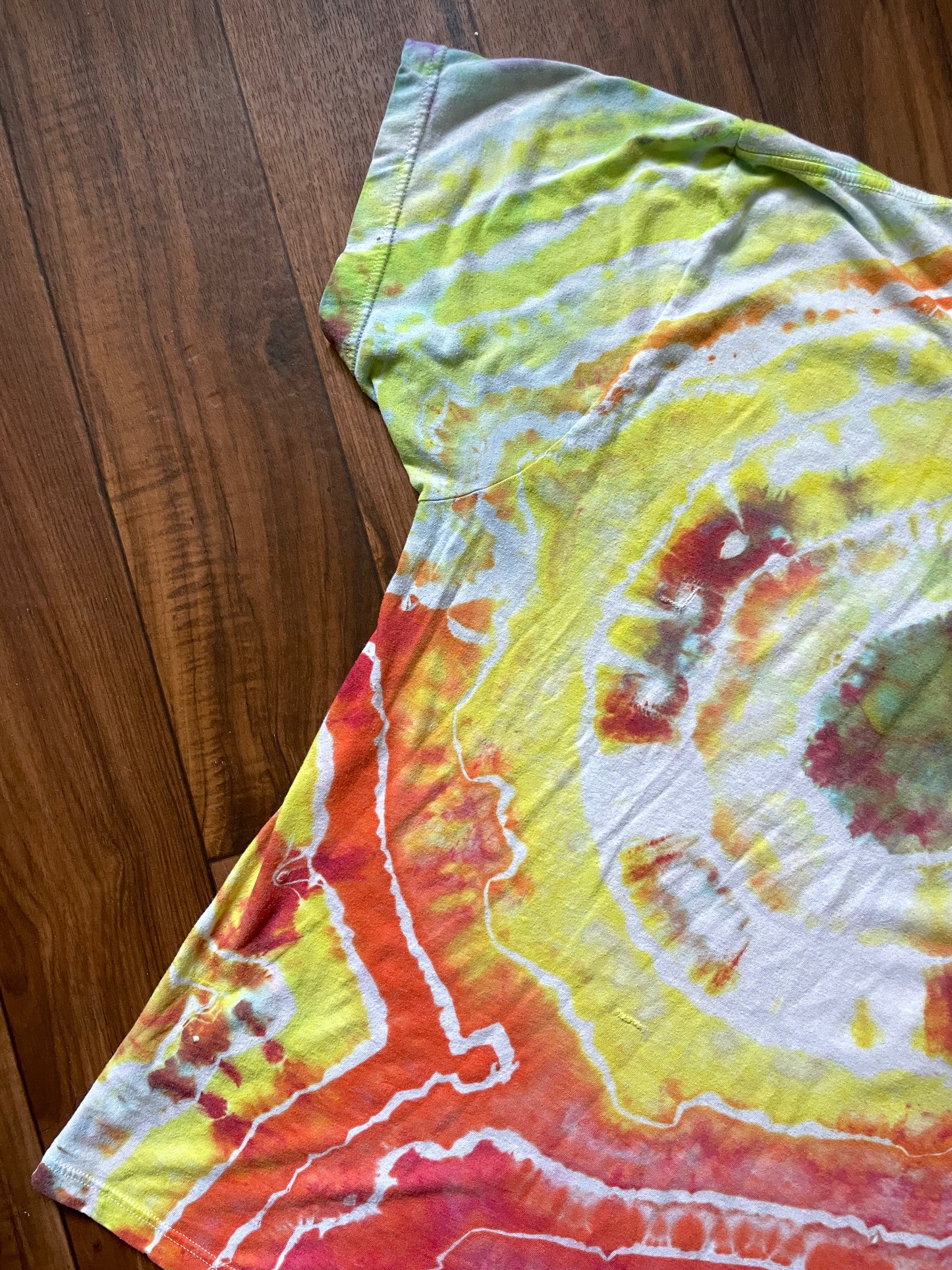 LDS Temple Garment I Accidentally Tie Dyed! :) One-Of-a-Kind Upcycled Rainbow Short Sleeve T-Shirt | Men's Medium